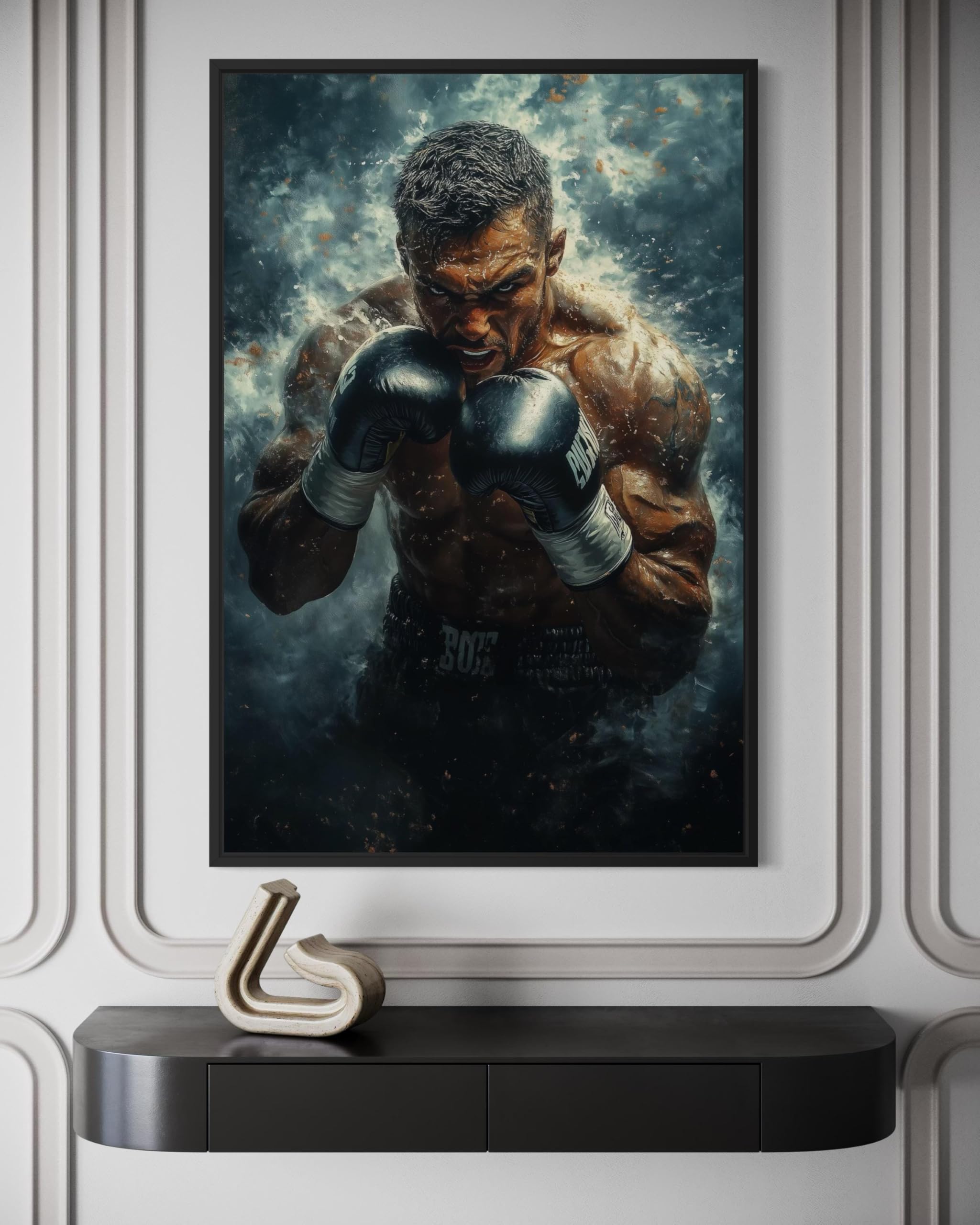 lianyibo Impresión artística de boxeador, póster de entrenamiento de boxeo para gimnasio en casa, inspiración de fitness, decoración motivacional para gimnasio (60 x 80 cm/sin marco)