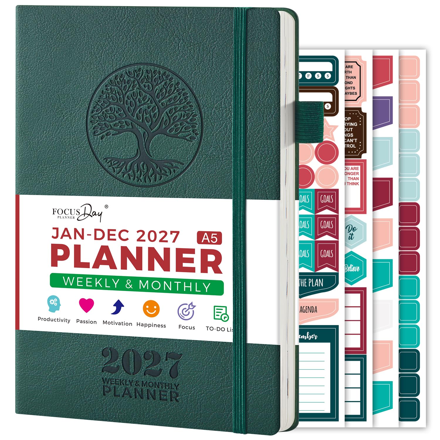 Planner 2027, Week to View Diary 2027, Jan. 2027 - Dec. 2027 Weekly Planner, A5 (14.6 x 21.2 cm) Work Diary with Monthly Tabs, Soft Cover, Personal Organiser for Students Teachers Professionals