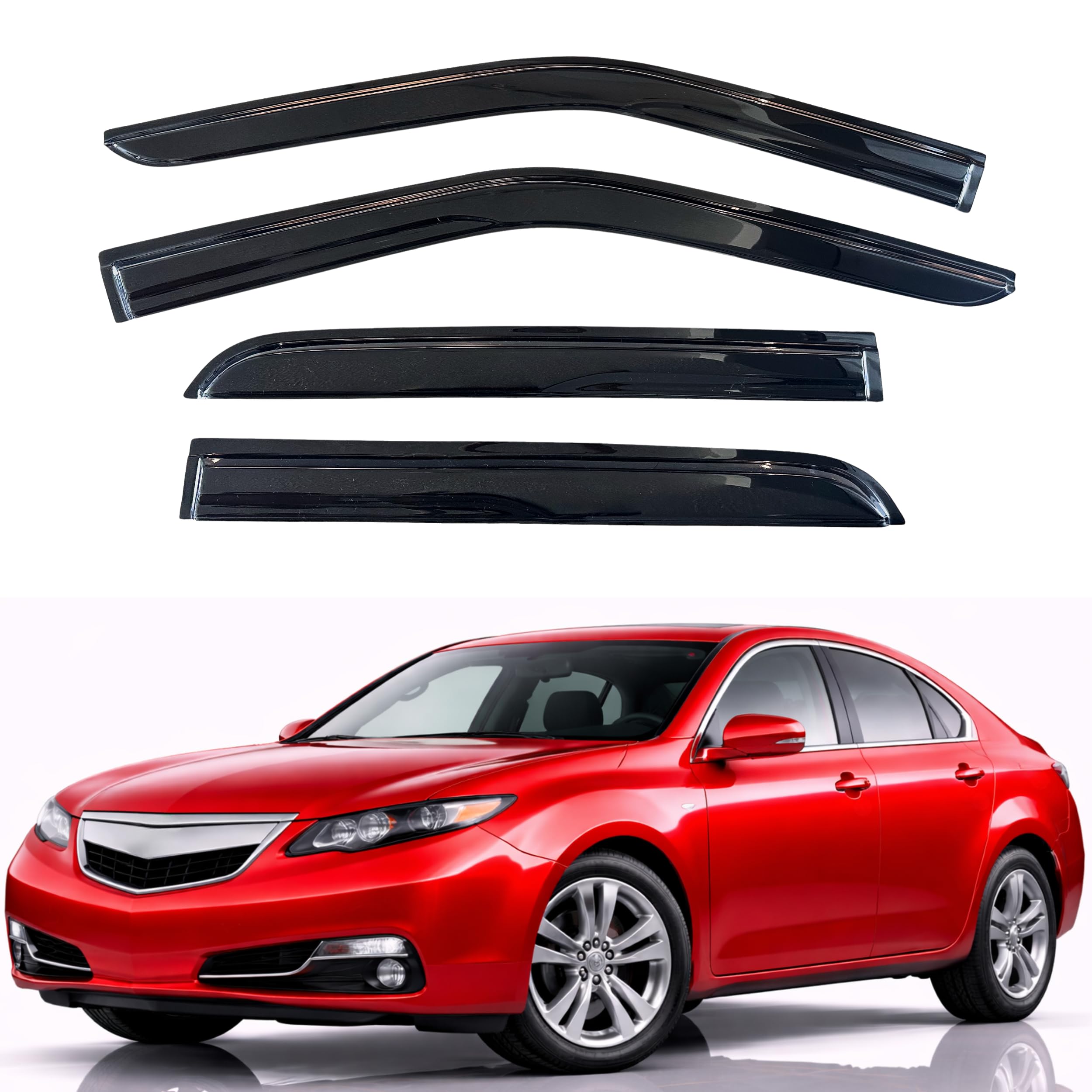 KPY Rain Guards Fit for 2009-2014 Acura TL, Out-Channel Window Visors Vent Wind Deflectors 4PC, Car Accessories for 09-14 Acura TL
