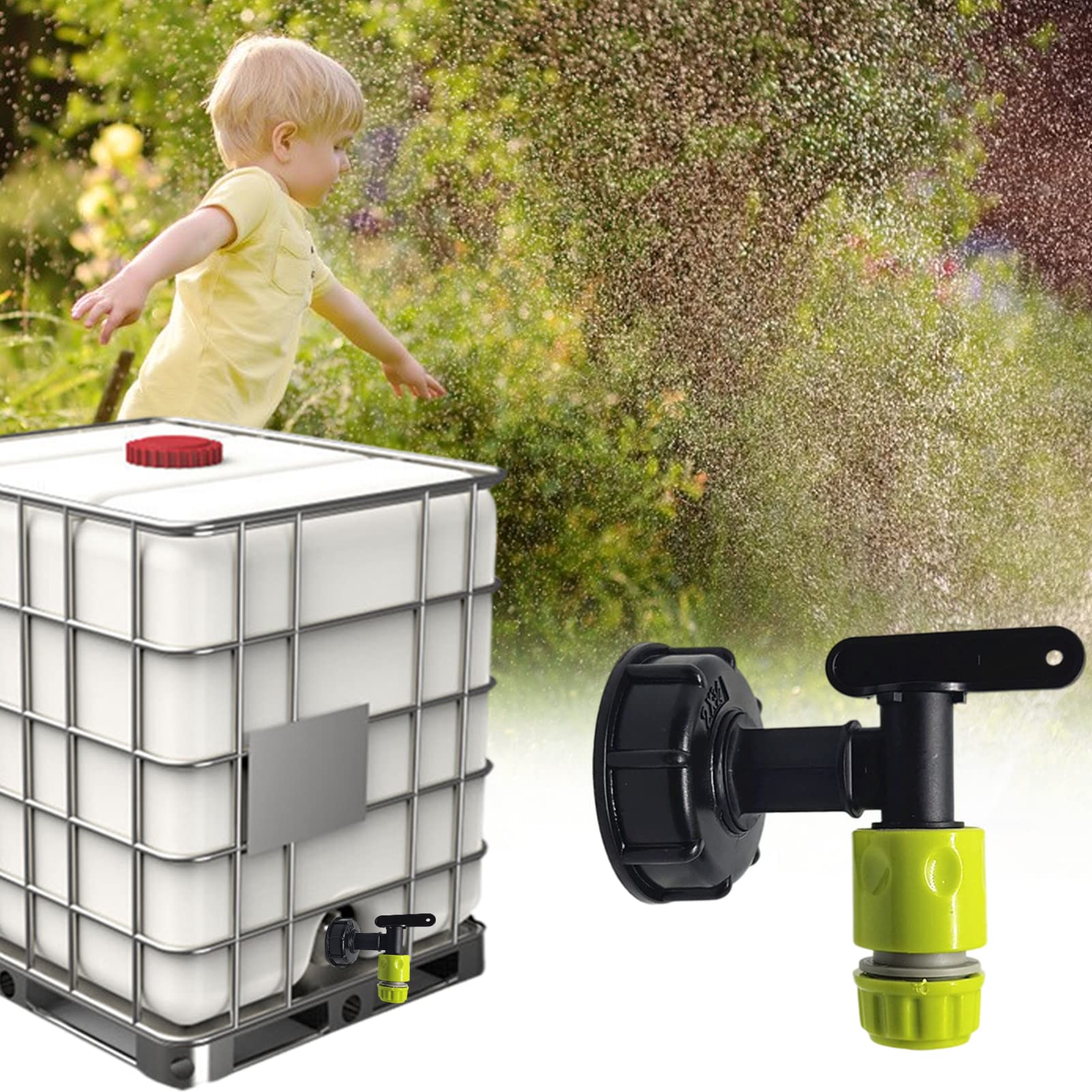 Rubinetto Per Serbatoio IBC Da 1000 Litri In Plastica, Adattatore Per Tubo Da Giardino 3/4 Di Pollice, Per Acqua Piovana E Carburante