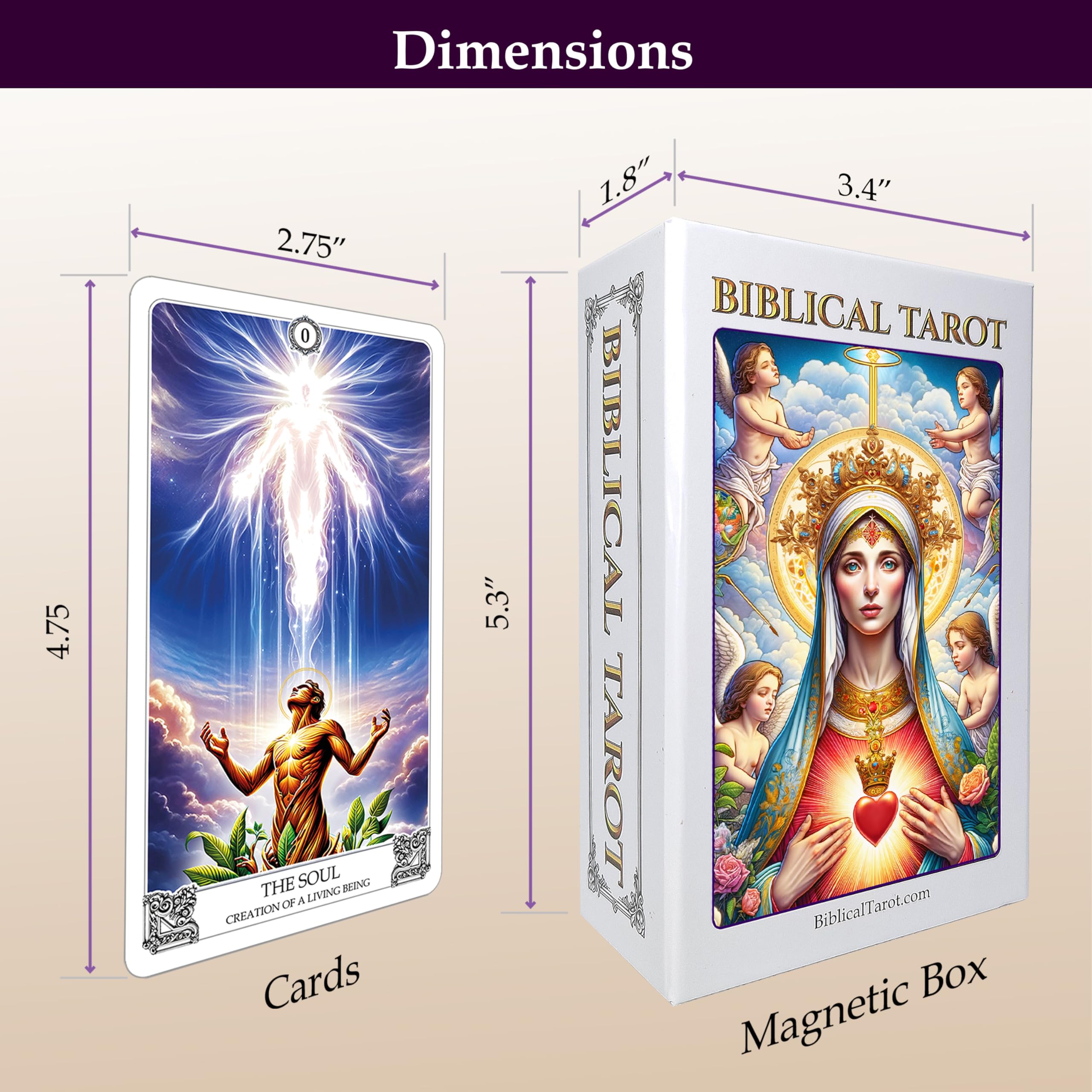 Deck: A 78-Card Deck & Guidebook Einzigartig, basierend auf der Weisheit der Bibel Premium Qualität Flexibel und leicht zu mischen Hochdetaillierter Druck Volle Größe - 4,75 x 2,75