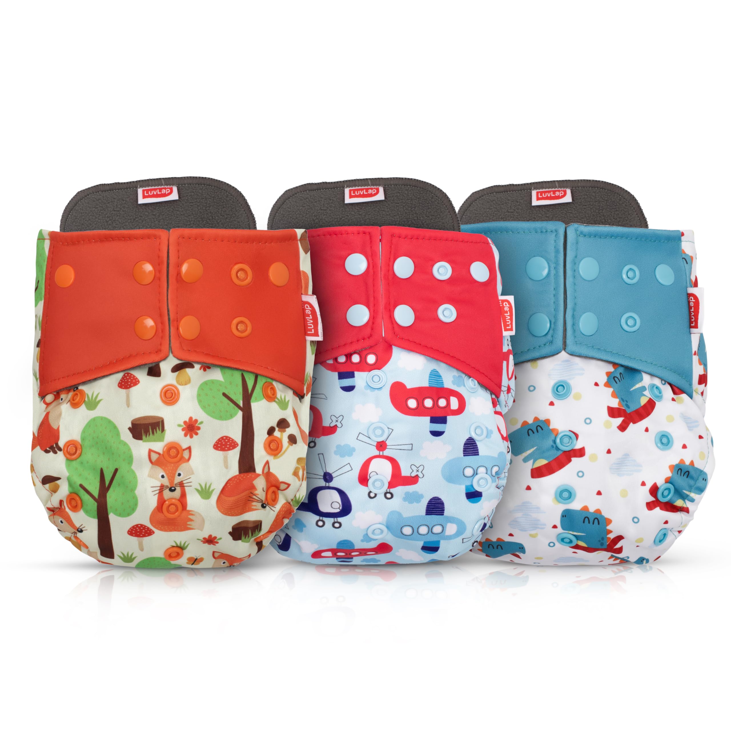 LuvLap Reusable Baby Cloth Diapers Combo Pack of 3, Orange & Green, Blue & Pink, Blue Stars, Double Leak Guard, High Absorption, Stain-Proof Comfort & Protection, 3m+-picture-7