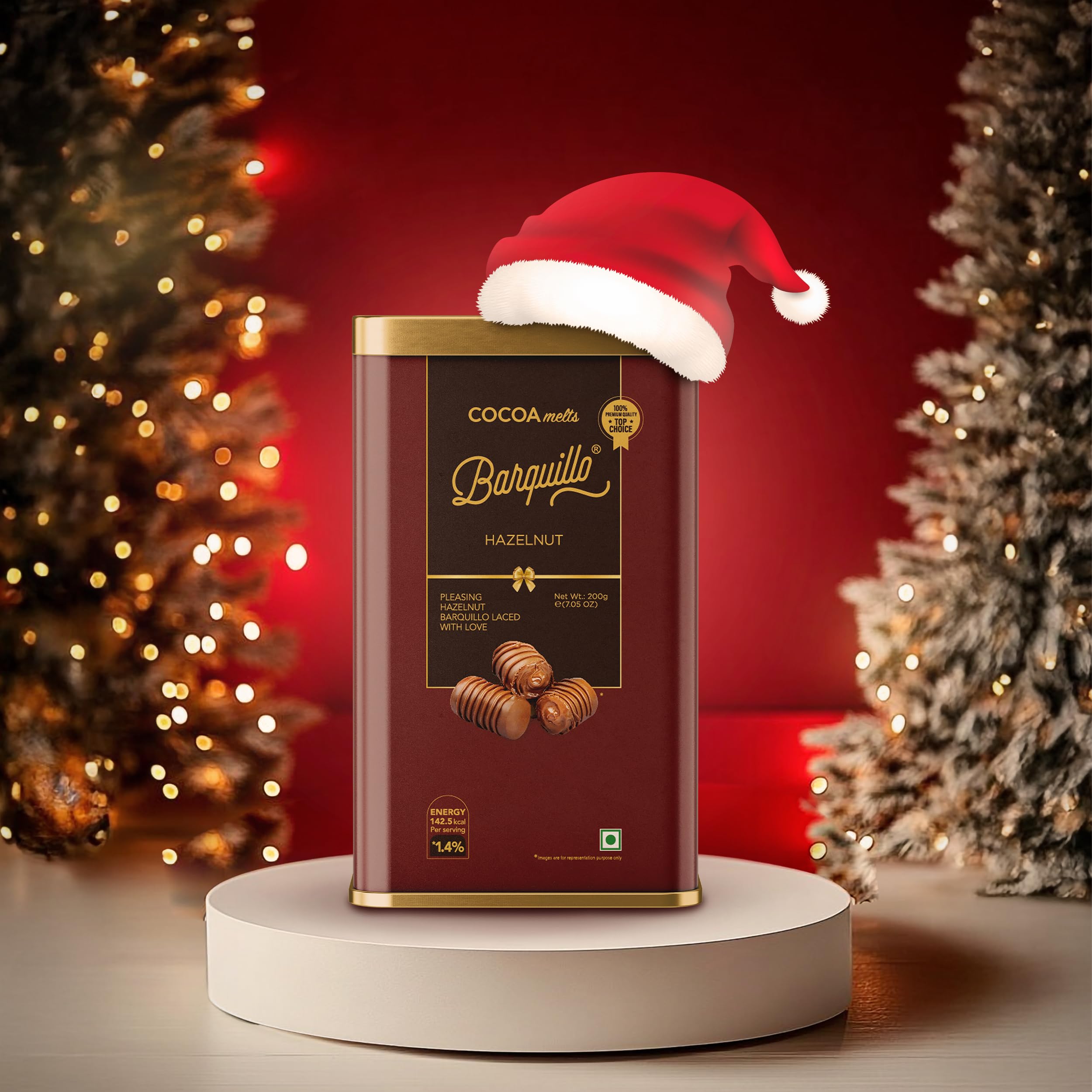 Premium Hazelnut Chocolate Tin Pack - 10 Pcs (200 gm) | Hazelnut Cream Filled Biscuit Roll imported | Dubai couverture taste | Christmas Gift Pack Celebration specially for Festivals