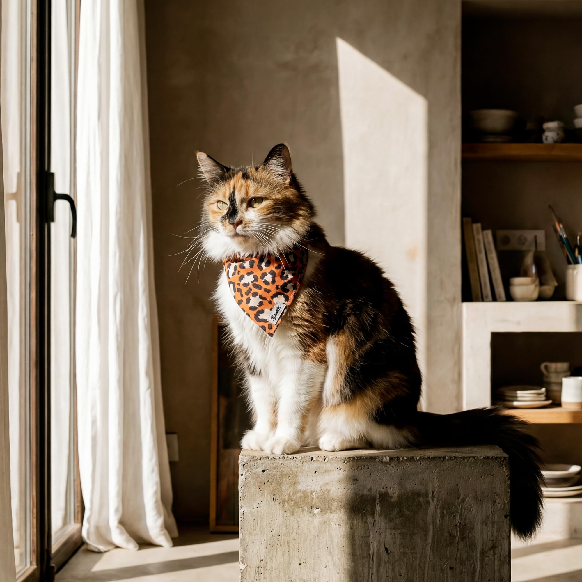 Bandit - Bandana pour Chat - Taille S - Jungle Chic - Tour de Cou 24-28cm - Boucles Anti-étranglement en Plastique - Foulard en Nylon résistant et Doux - Confortable, Durable et Lavable en Machine
