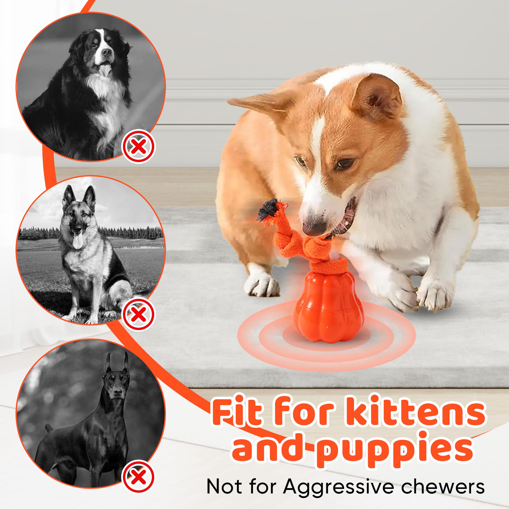 YiEFUR Interactive Dog Toys Automatic Rolling Squeaky Ball with Motion Activation & USB-C Recharge Moving Dog Toy for Medium and Small Puppy for Boredom (Orange)