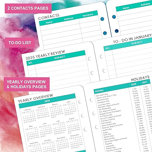 Miniatura 5 de Recambios de agenda 2025-2026, recambios de agenda 2025-2026, calendario semanal y mensual de julio de 2025 a junio de 2026, 3.75 x 6.75 pulgadas, 6