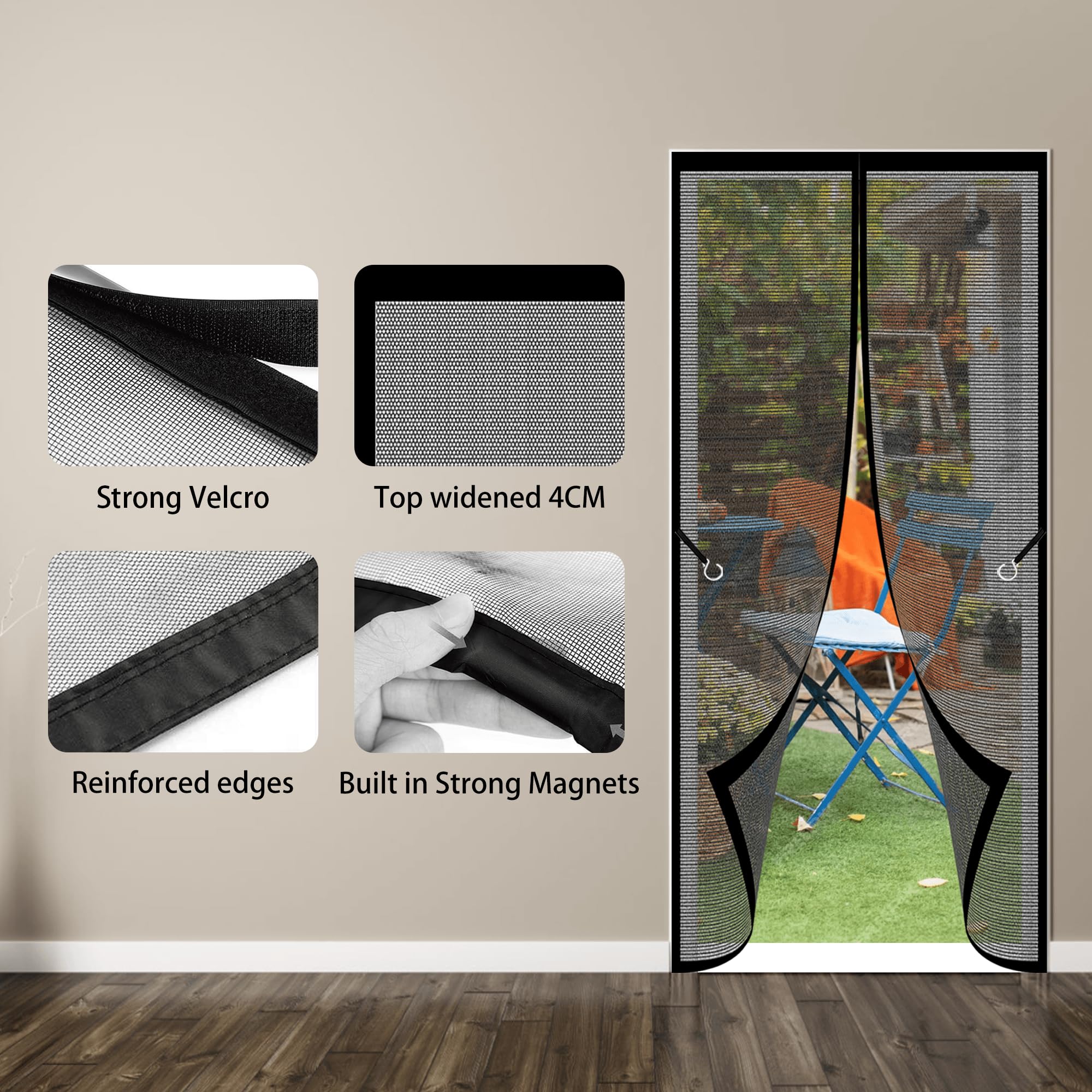 Tenda Zanzariera Magnetica per Porte 188 x 244 cm Non È Necessario Praticare Fori Zanzariera Magnetica Bianco per Balconi e Porte, Bianco