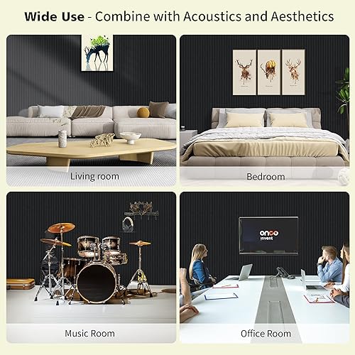 Miniatura 5 de Paneles acústicos, paquete de 10 paneles de sonido que reducen el ruido para paredes, paneles de pared insonorizados de 48 x 24 x 0.4 pulgadas,