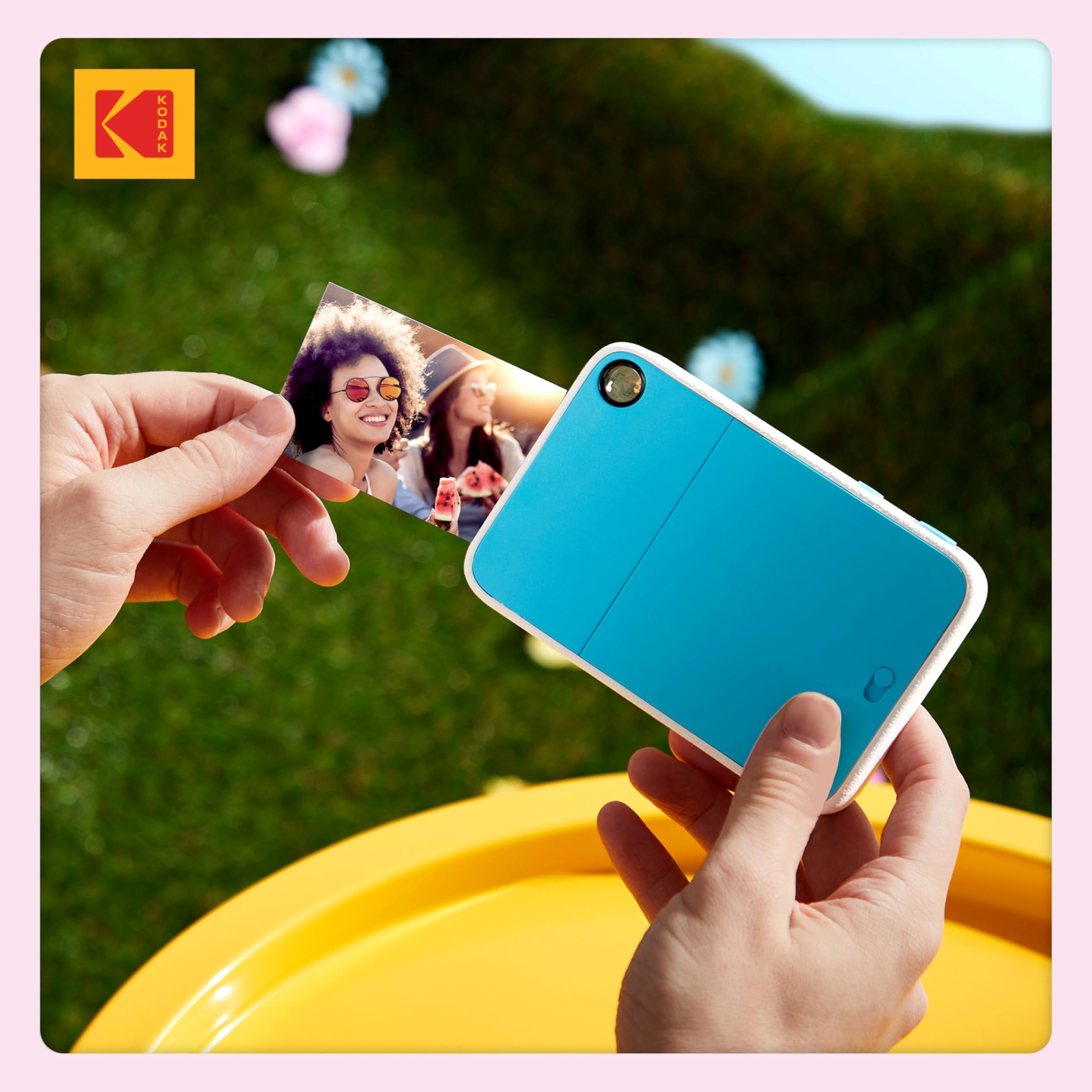 KODAK Printomatic+ Fotocamera Istantanea 10MP Kit Iniziale (Rosa) con Custodia, RGB LED e Carta Adesiva Zink 20pz – Rosa