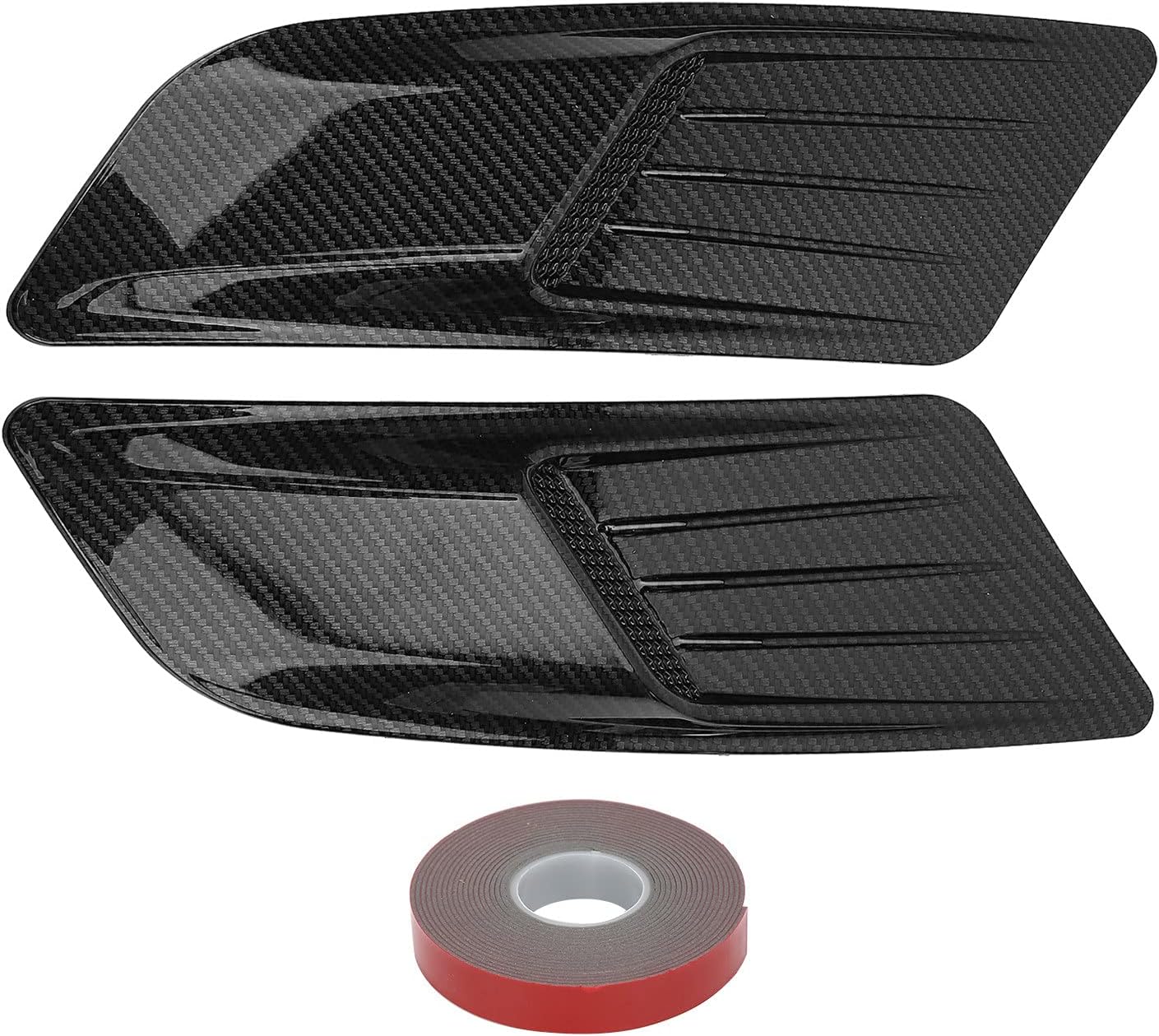 Bonnet Vent Trim, 1 Pair of Universal Front Hood Air Vent Molding Bonnet Cover Trim Carbon Fiber Fit for Mustang 2015?2017