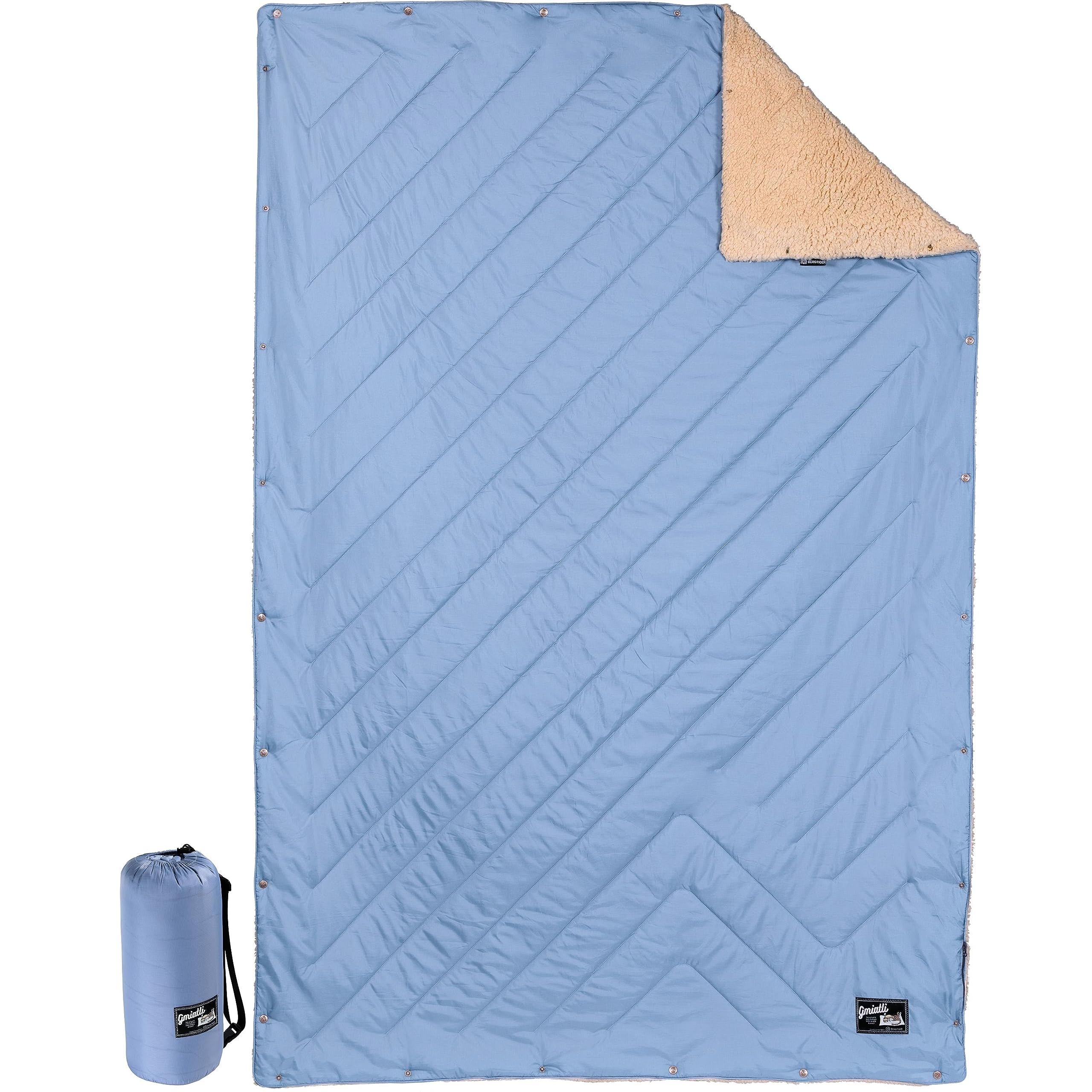 BERGTIGER® GMIATLI - 3in1 Outdoor Decke warm & gemütlich I Camping Decke wasserabweisend + Teflon EcoElite I Reisedecke Ultraleicht I Indoor & Outdoor Decke, Poncho & Schlafsack I Sherpa & Ripstop