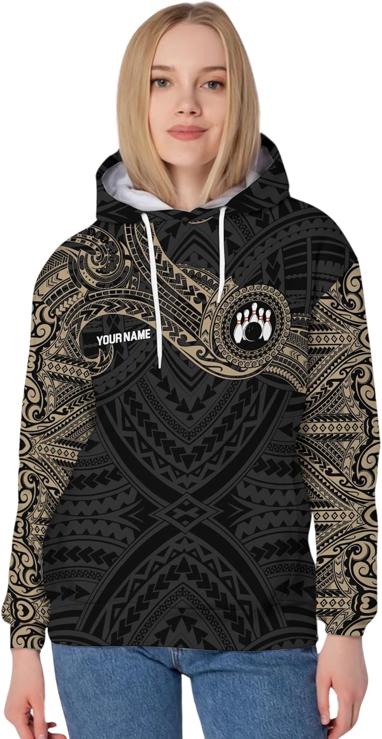 Men's Bowling Hoody Personalized Retro Bowling Pin Shirt For Bowling Lover Printed Bowling Clothes