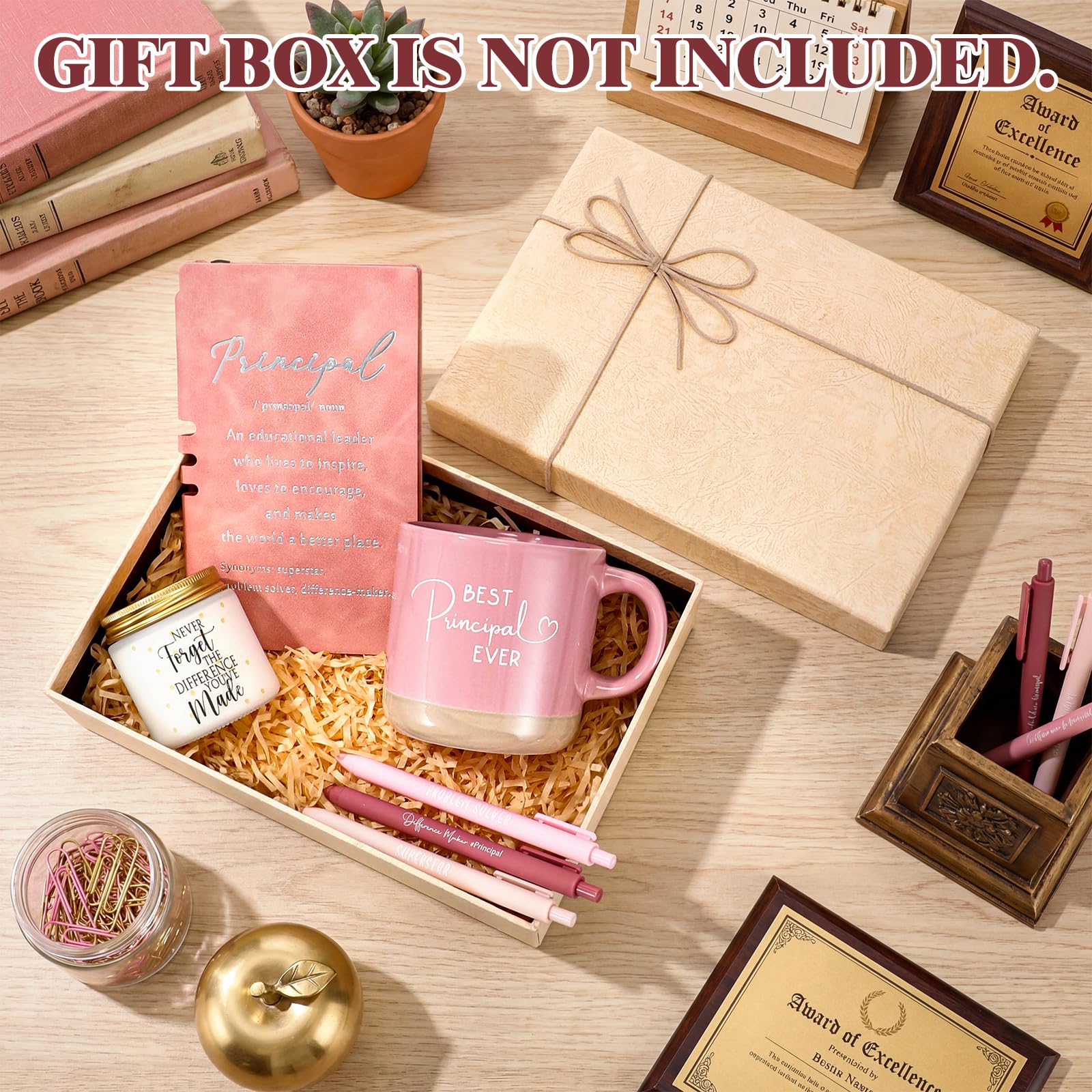 Didaey Principal Appreciation Gifts for Women Thank You School Principal 13oz Ceramic Cup Journal with Inspirational Candle Ballpoint Pens Appreciation Day Graduation, Pink
