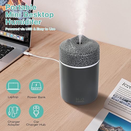 Miniatura 4 de Mini humidificador portátil, humidificador pequeño de escritorio personal USB de 10.1 fl oz, humidificadores de niebla fría para dormitorio,