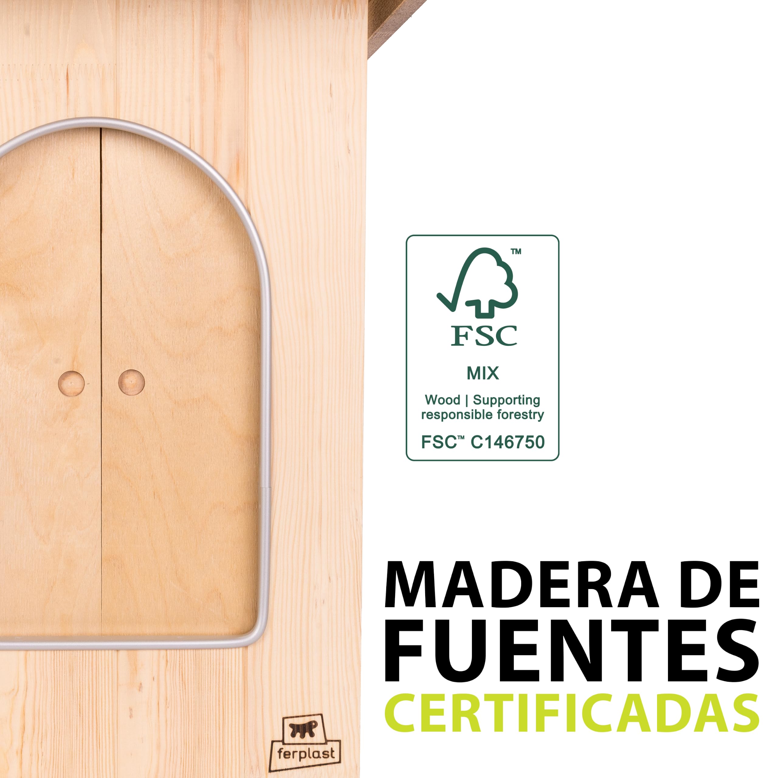 Ferplast Caseta Perro Madera Exterior – Aislada 4 Estaciones, Impermeable, Suelo Elevado, Protección contra Humedad y Frío, Perros Pequeños, 67 x 53 x 52,5 cm