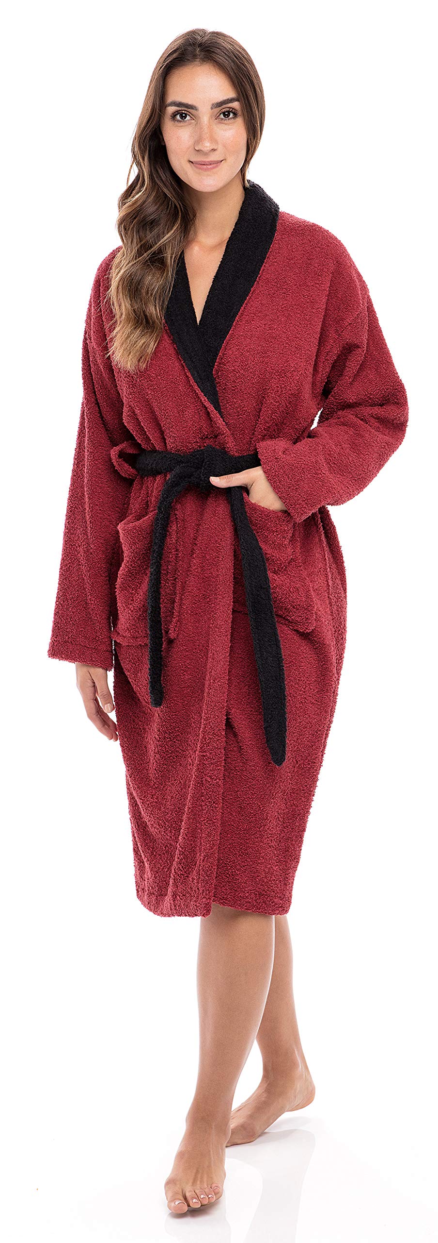 Skylinewears Women’s Robe Terry Cotton Cloth Bathrobe Towel Super-Soft Shower Robe Shawl Collar Loungewear