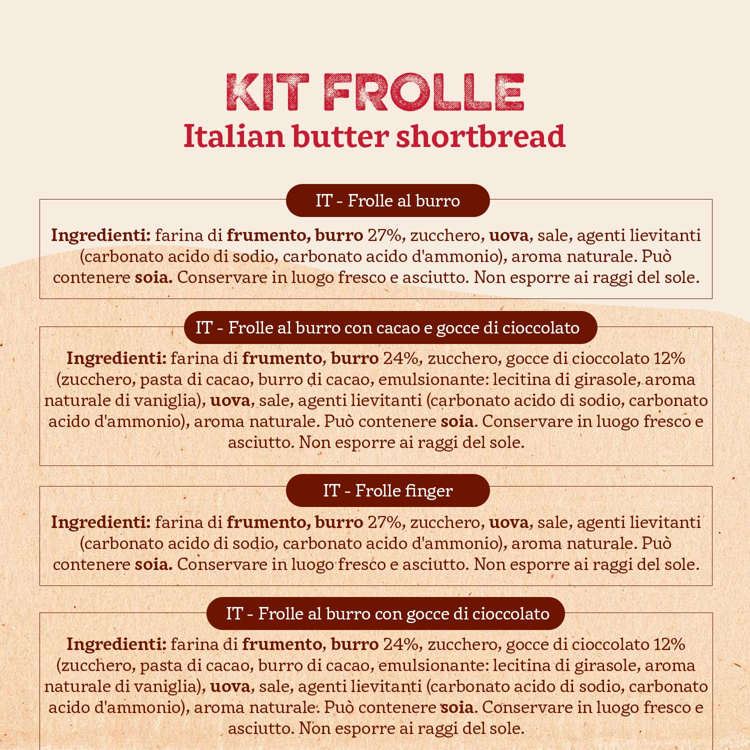 Forno Bonomi Kit Frolle. Gusta tutte le nostre frolle al burro, ideali per uno snack goloso. Contiente 4 Confezioni da 150 g