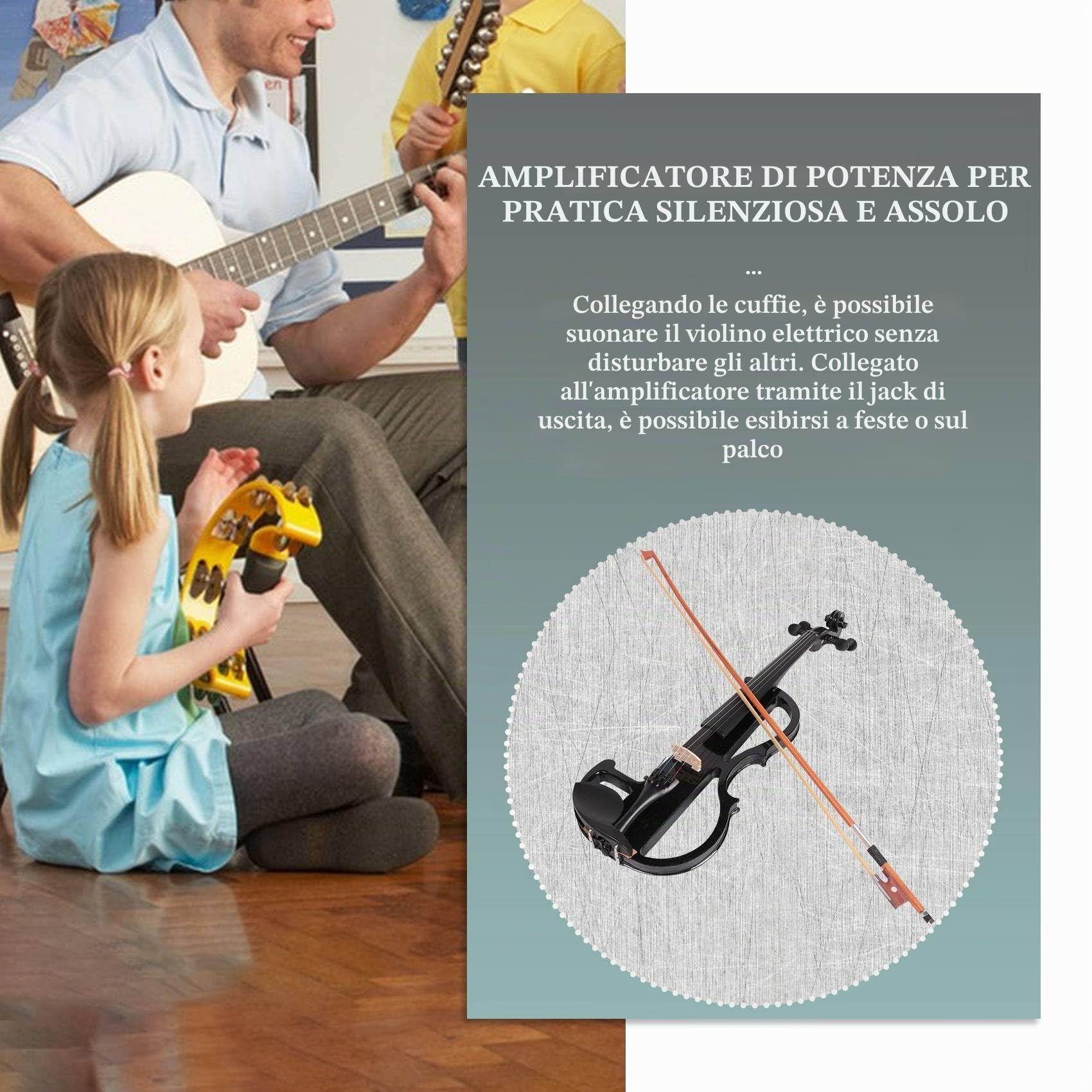 Violino elettrico 4/4 per principianti Violino silenzioso Violino elettrico Set introduttivo