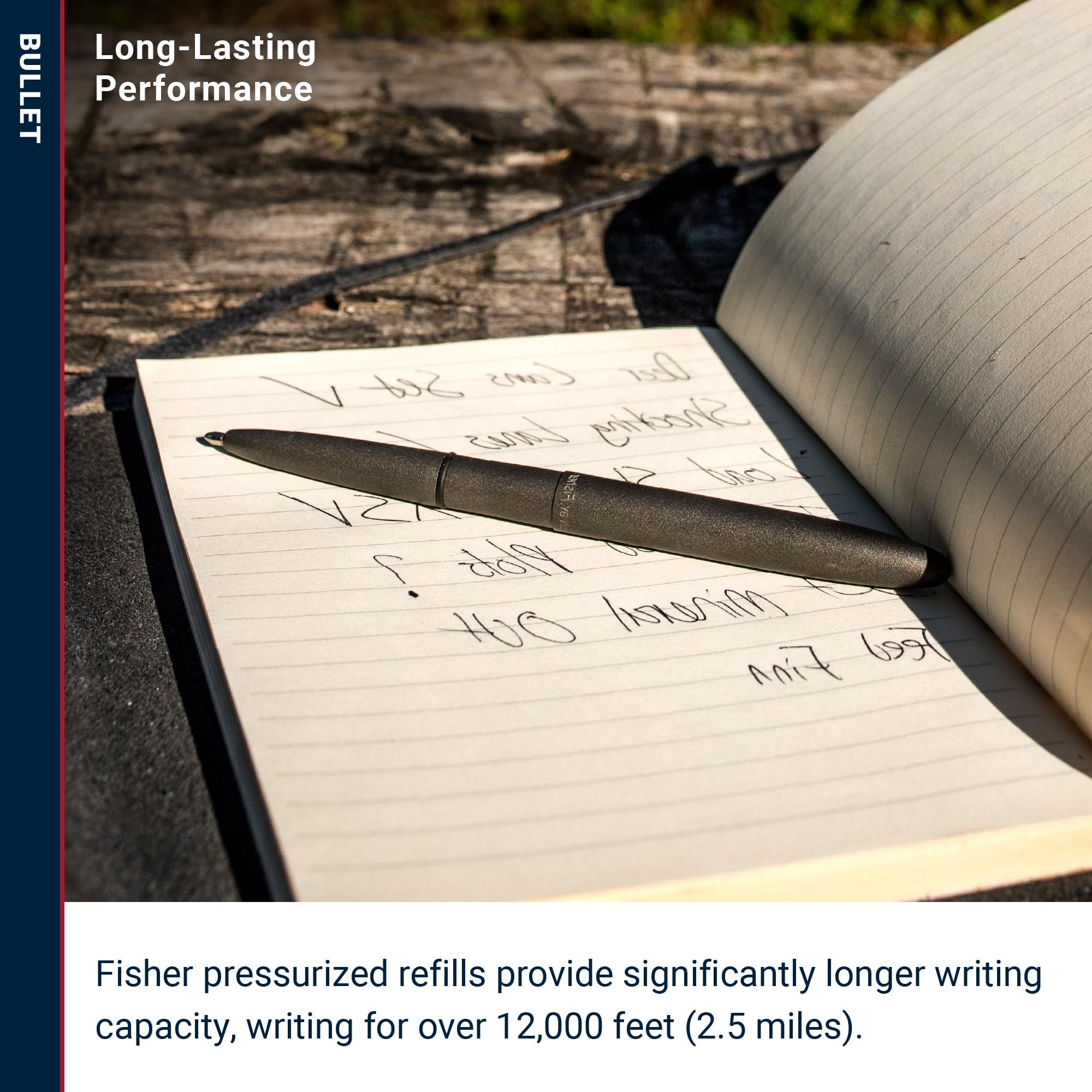 Fisher Space Pen Bullet Space Pen Tungsten Cerakote Finish Pressurized Ballpoint Pen Compact Size Writes Upside Down Extreme — view 5