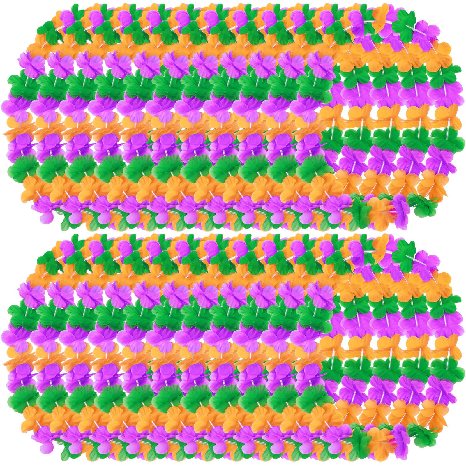 Tigeen 72 Pcs Mardi Gras Leis Decorations Bulk Hawaiian Flower Leis Tropical Necklace Decorations for Mardi Gras Carnival Luau Holiday Birthday Party