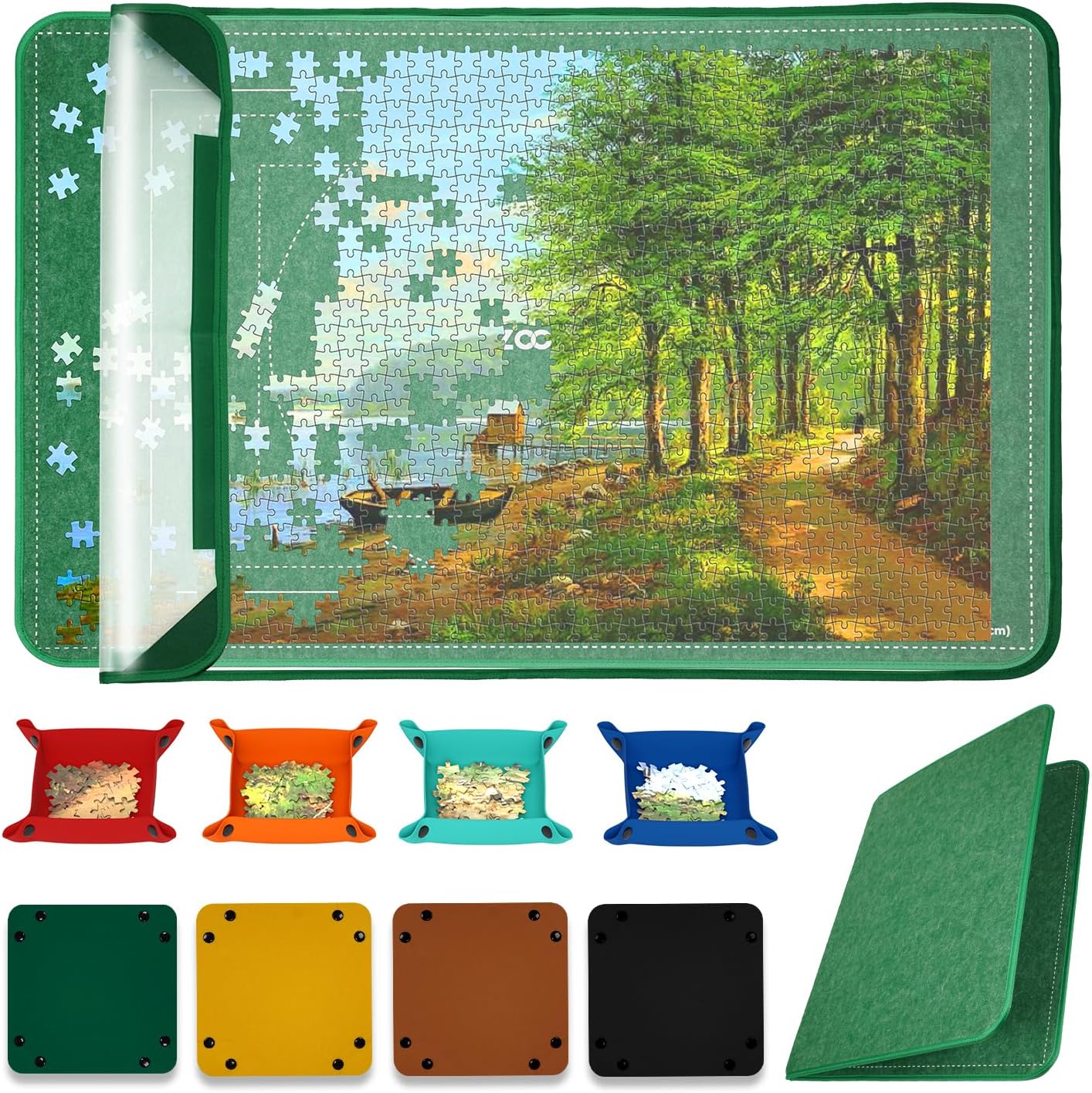– Jigsaw Board 1500pcs Puzzles, Folding Puzzle Board, Jigsaw Accessories to Move and Store, Puzzle Storage Board 37.4 x 25.6 inches (8 Sorting Trays)