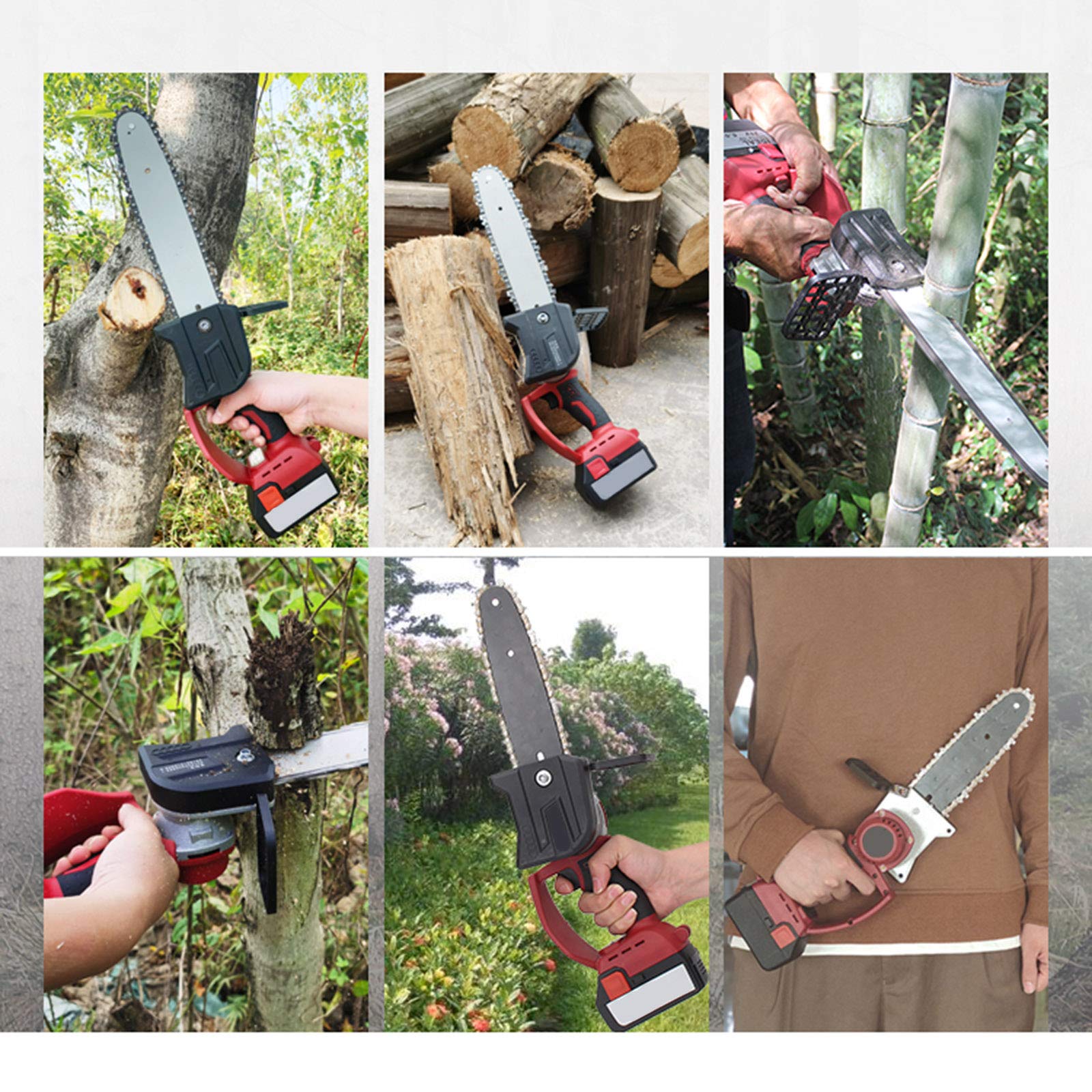 Tronconneuse Electrique sans Fil, Scie a Bois avec Batterie et Chargeur, Scie Miniature de Jardin pour La Coupe De Bois De Branche d'arbre, Mini Chainsaw