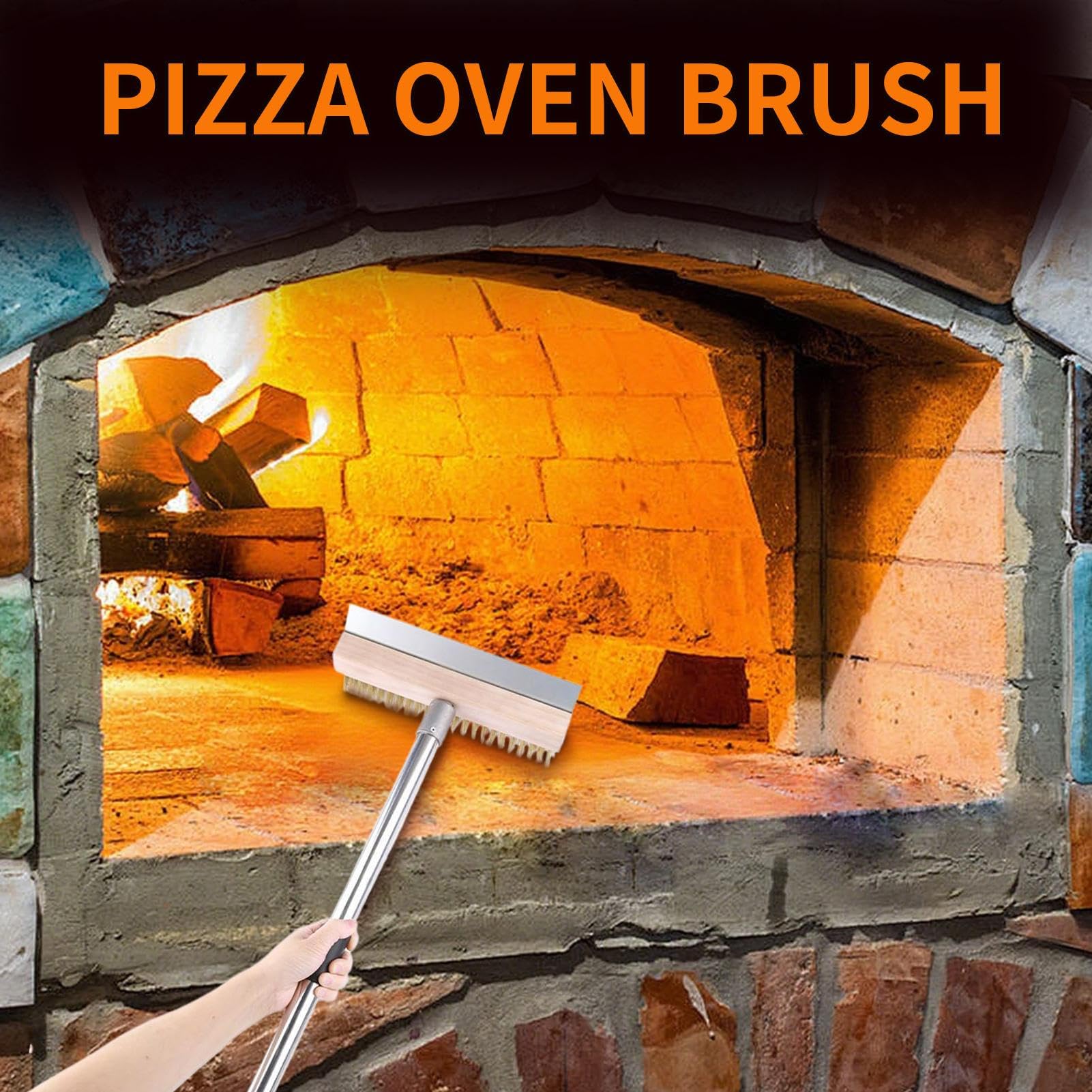Szczotka i skrobak do kamienia do pizzy Szczotka z długim uchwytem do