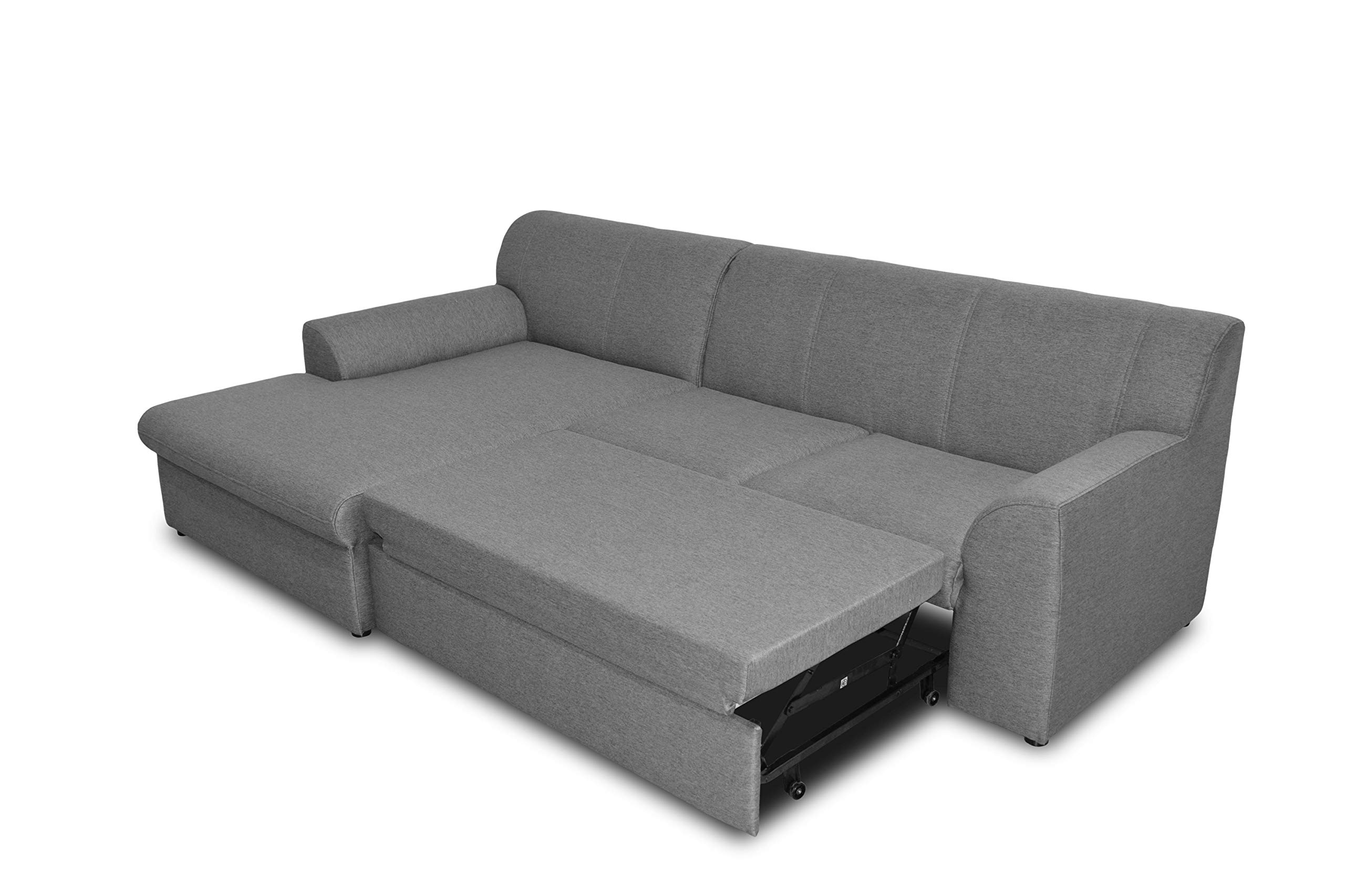 DOMO. collection Ecksofa Topper, Sofa in L-Form mit Schlaffunktion, moderne Couch, kleine Polsterecke, Schlafsofa, 245 x 155 x 78 cm (BxTxH), grau