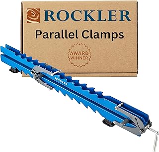 Rockler Parallel Clamps, Deluxe Single Panel Clamps w/Scissor Couplers - Adjustable Clamp for Table & Benchtops - 4-Way Pressure Steel for Flat Panels & Flush Joints w/Clamp Rails & Feet