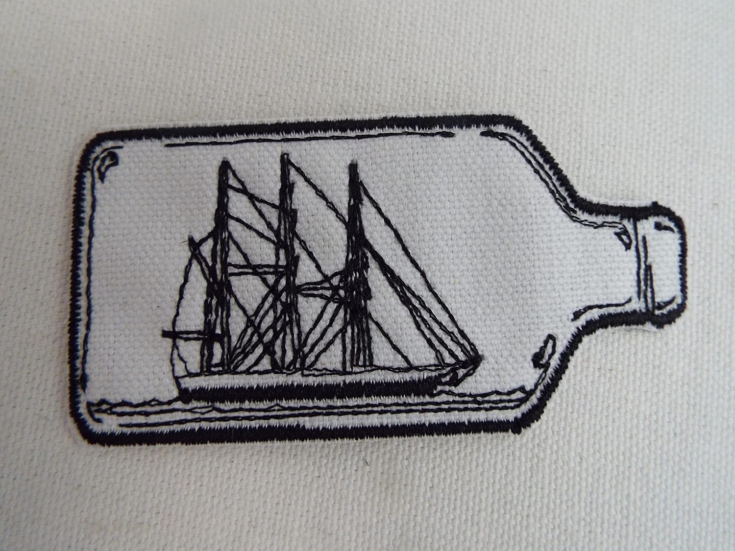 Ship in a Bottle Embroidered Iron On Patch