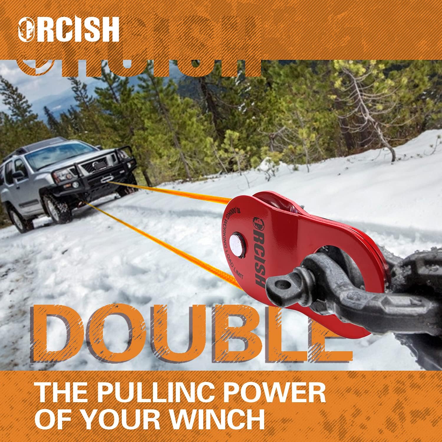 ORCISH 10T Snatch Block for Recovery Winch Towing Pulley Blocks Offroad Recovery Accessory22000lb Capacity (red) : Automotive