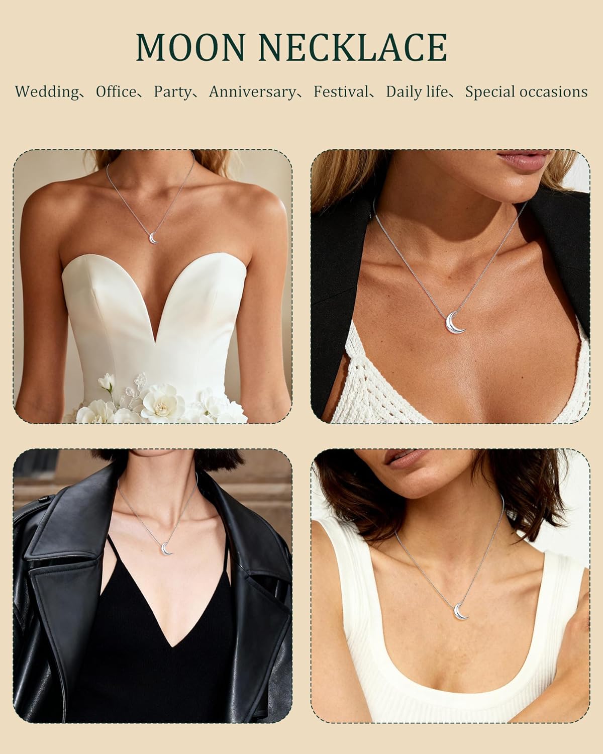 Dainty Silver Moon Necklace for Women-Tiny Crescent Moon Pendant Necklace Minimalist Celestial Silver Jewelry - Image 6