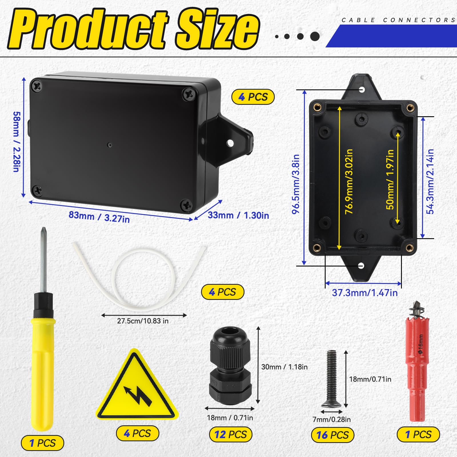 Aoyfuwell 4er Set Wasserdichte Anschlussdosen IP65 - Praktische Elektroinstallationsboxen Für Außenbereich