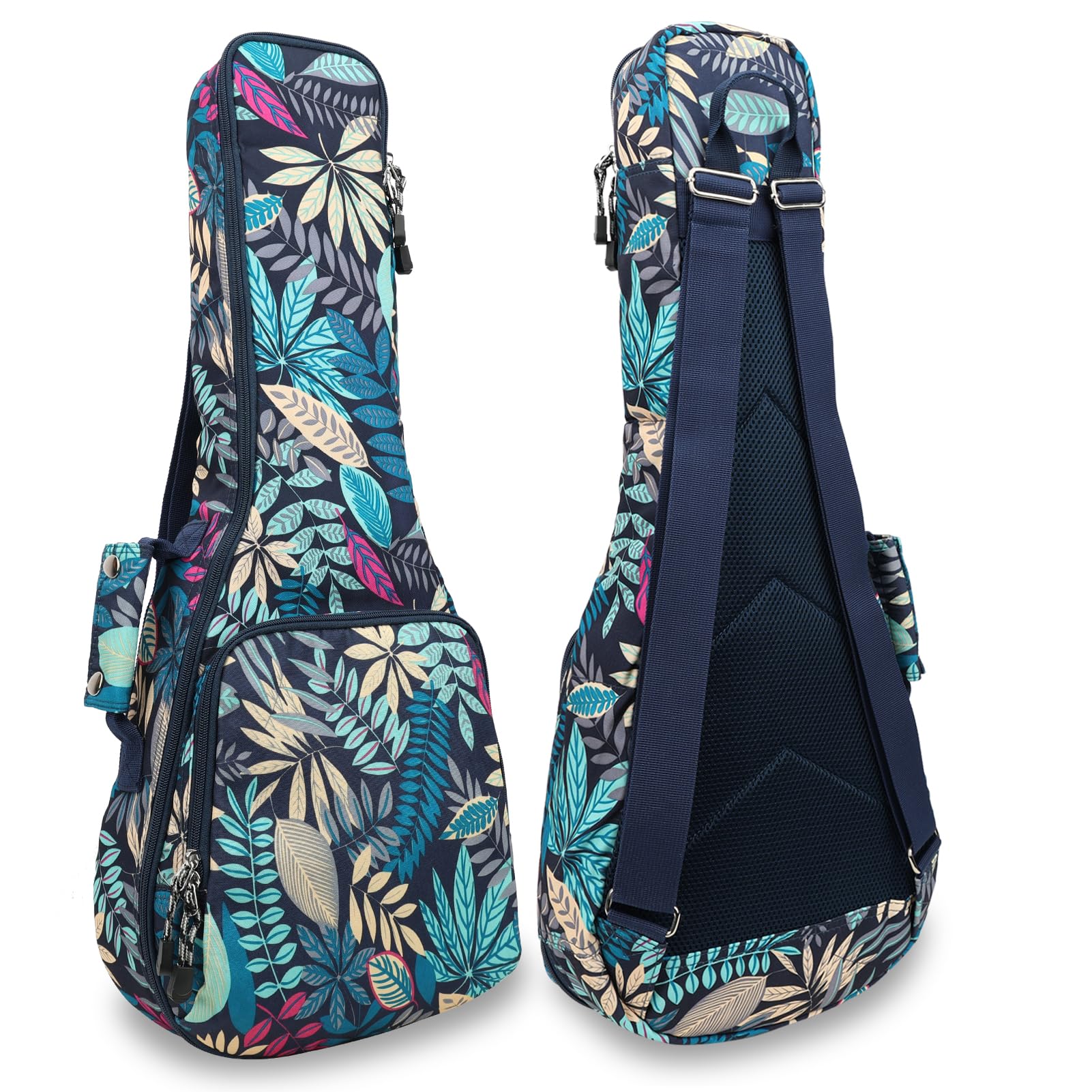 Bolsa para ukelele tenor de 26 pulgadas, bolsa de instrumentos con estampado de hojas tropicales de verano, color azul