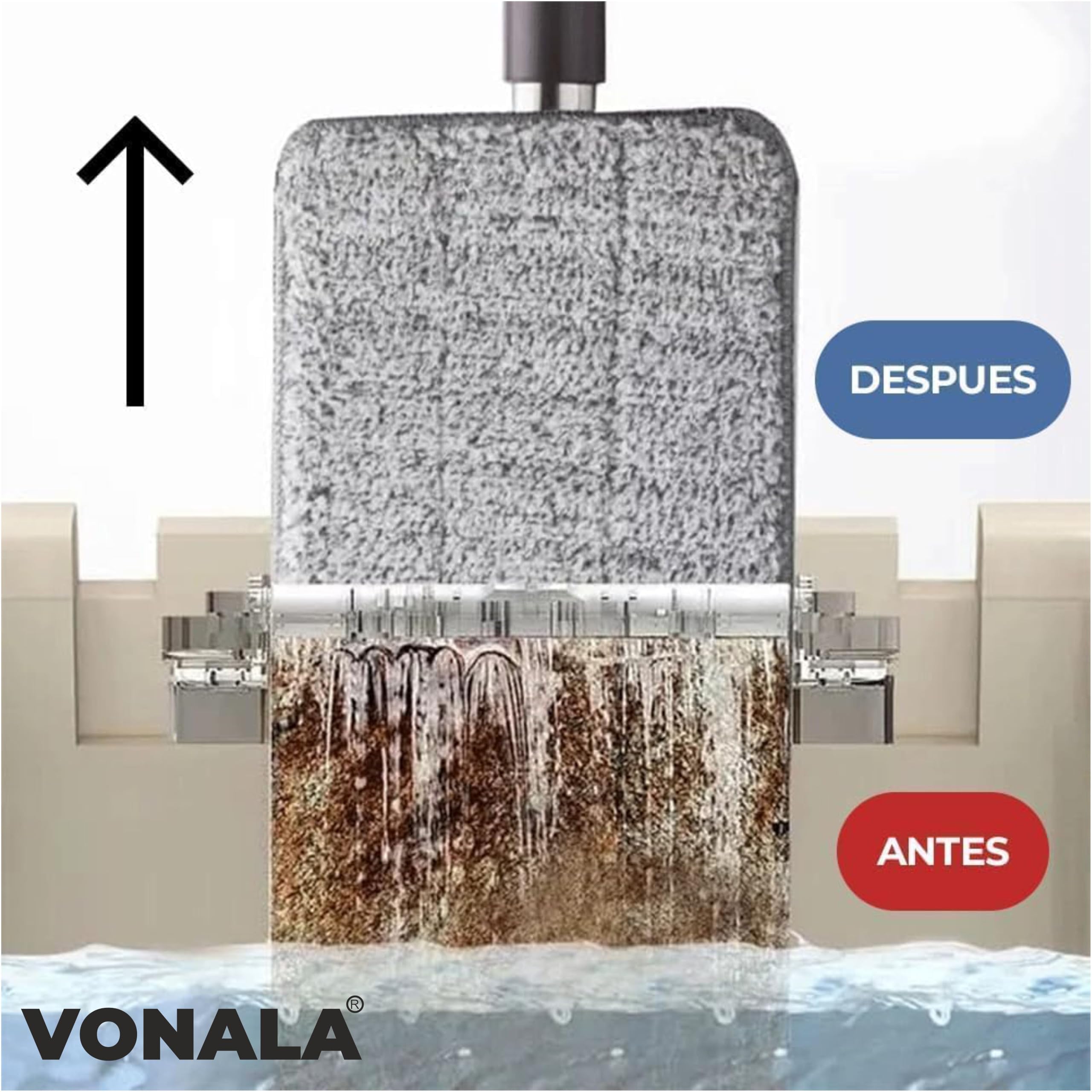 Mopa Fregona con Cubo Escurridor ComfortClean, Mopas de Limpieza Suelos, Mopa para Limpiar Azulejos y Paredes, Cubo Fregona Escurrefacil, Incluye Guía de Limpieza Doméstica, Fregona Mopa con Cubo