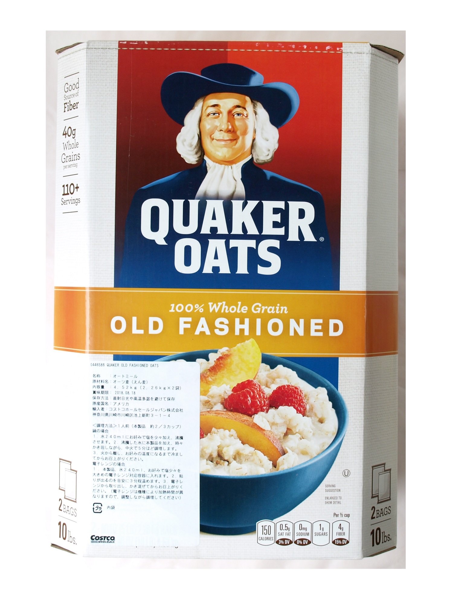 Amazon.co.jp: Quaker Oats, Old Fashioned Oatmeal, 10.0 lbs (4.52