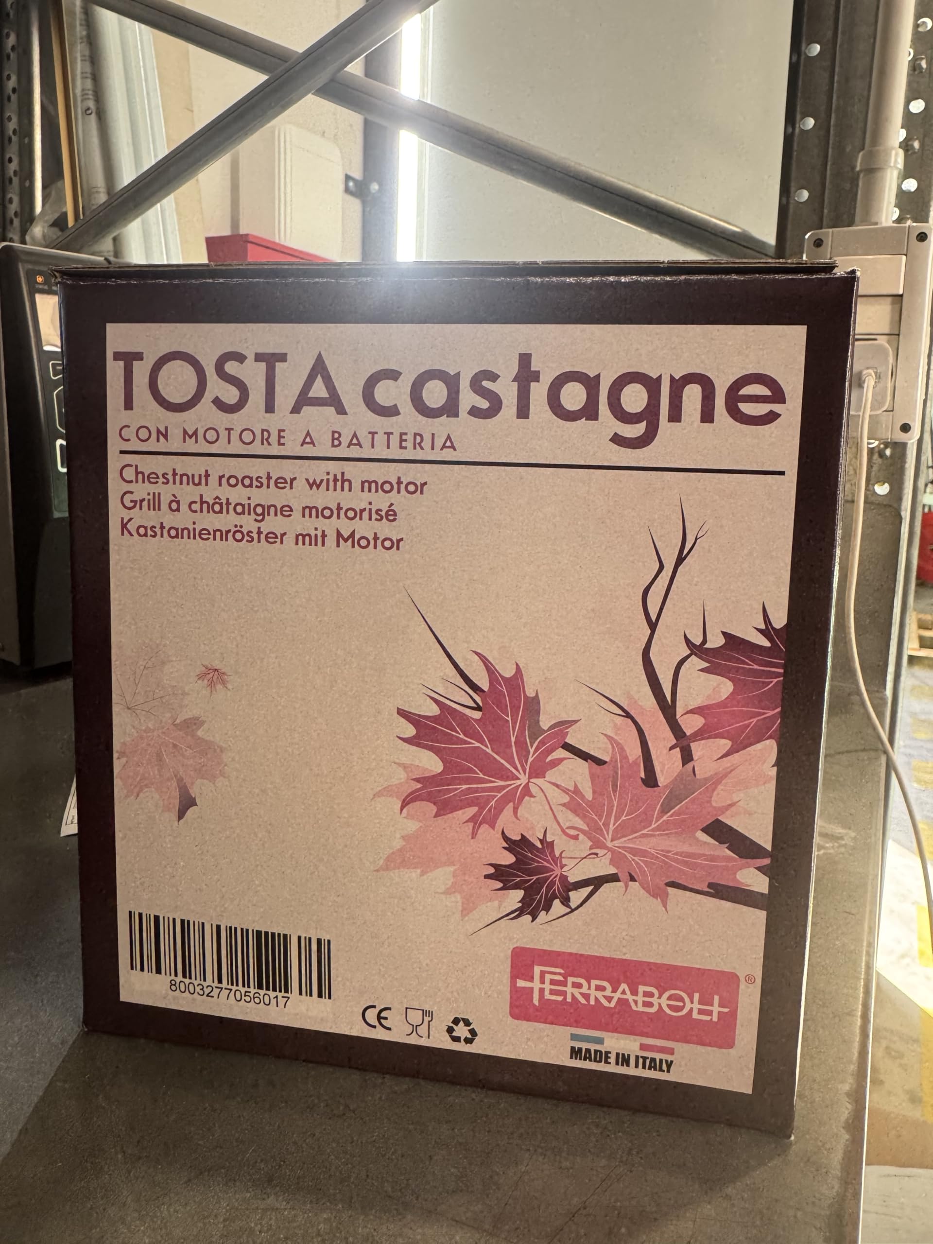 SOLEILUX Cuoci castagne Gira Castagne girevole rotante a batteria, Cestello Inox con motore utilizzabile su Fornelli e Barbecue - Prodotto Italiano