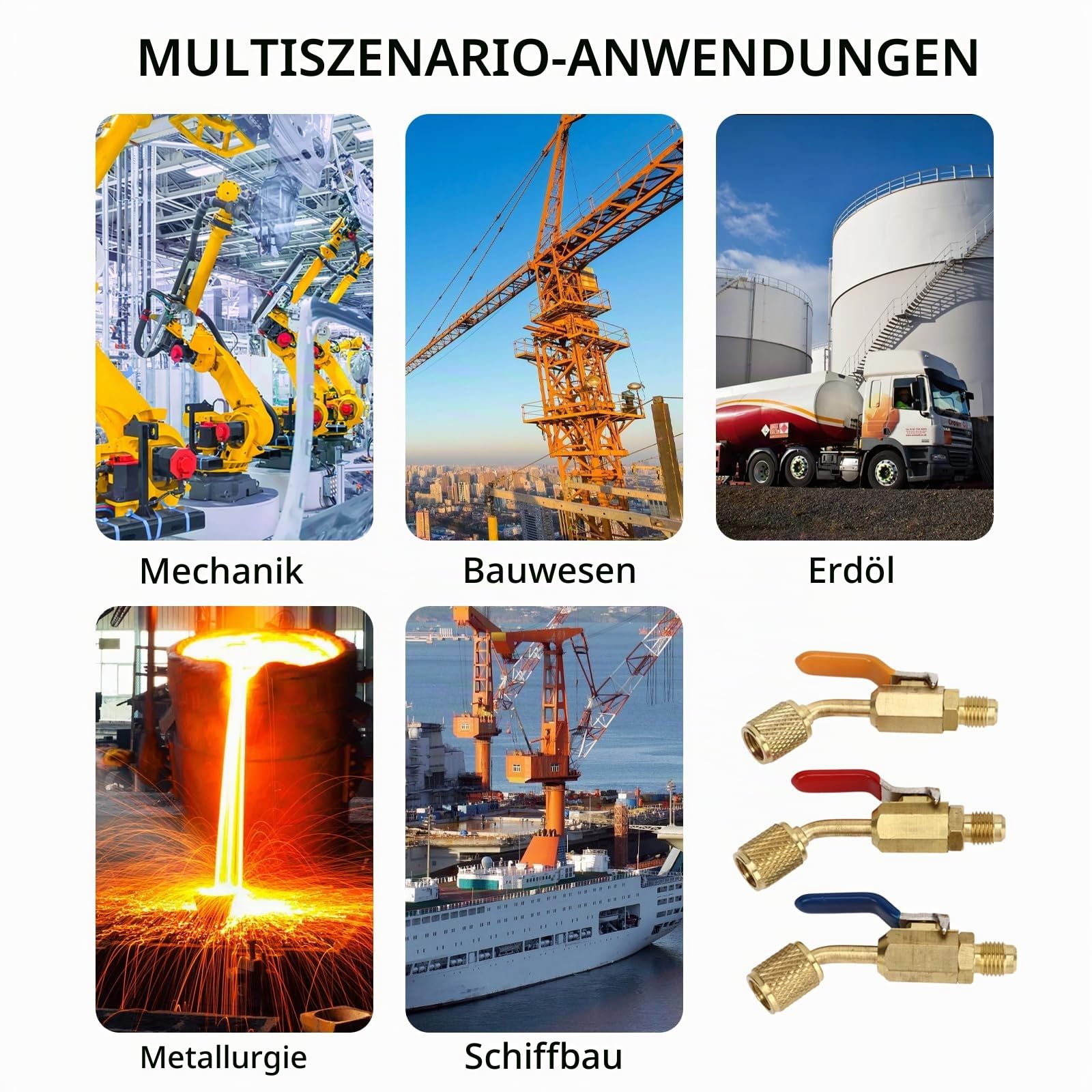 Klimaanlagen-Kugelhahn, 6 Stück Kältemittel-Winkel-Kompakt-Kugelhahn, Passend Für R410a R134a R12 R22 R502 AC HVAC-Kälte-Füllschläuche