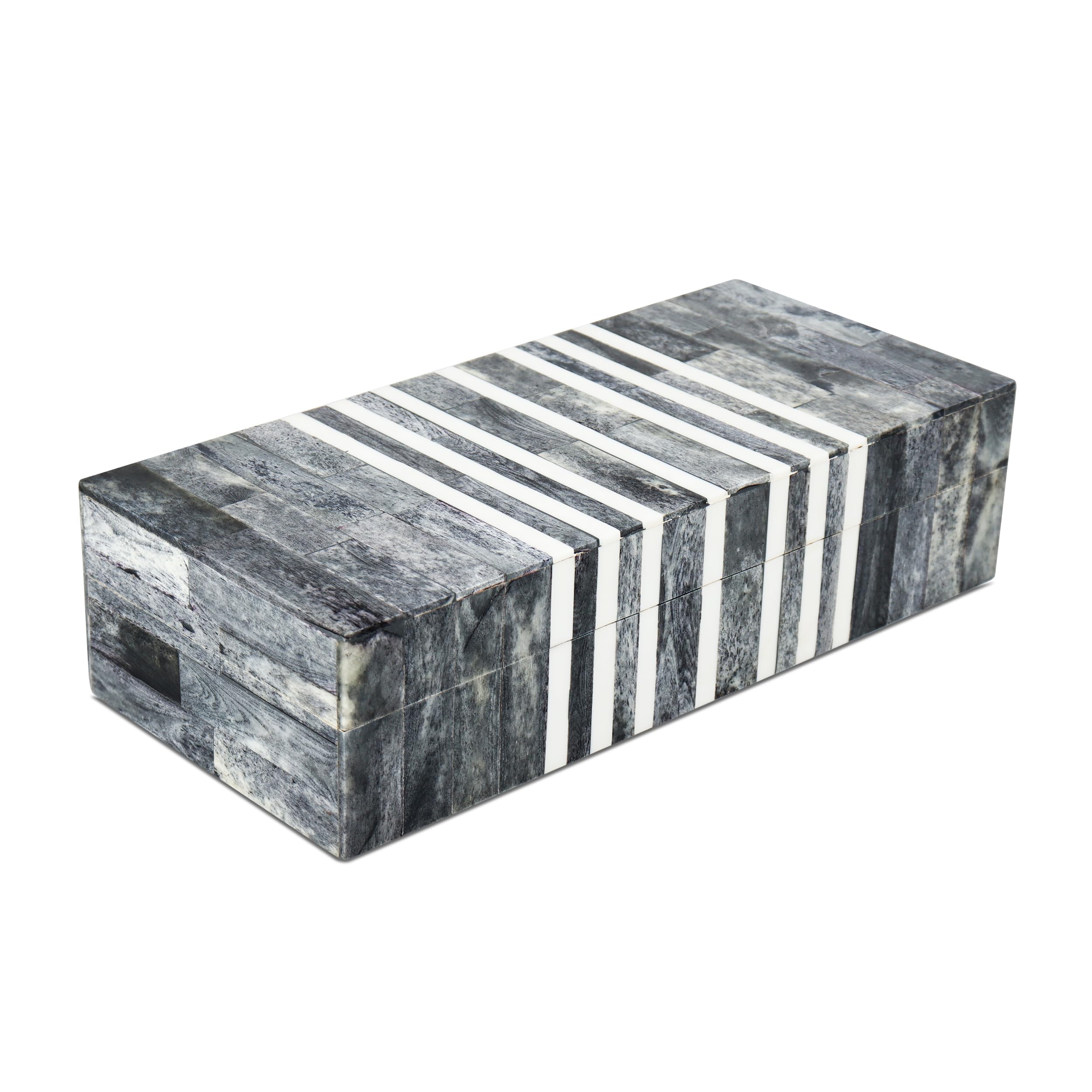 Handicrafts Home Decorative Storage Box with Lid, Patisserie Cafe Stripe Pattern Coffee Table Storage Box Organizer