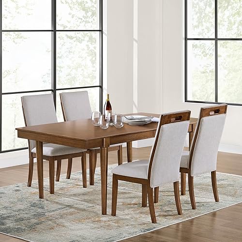 Miniatura 9 de Signature Design by Ashley Lyncott - Silla de comedor tapizada con mango recortado y patas cónicas, juego de 2, marco de madera, altura del asiento