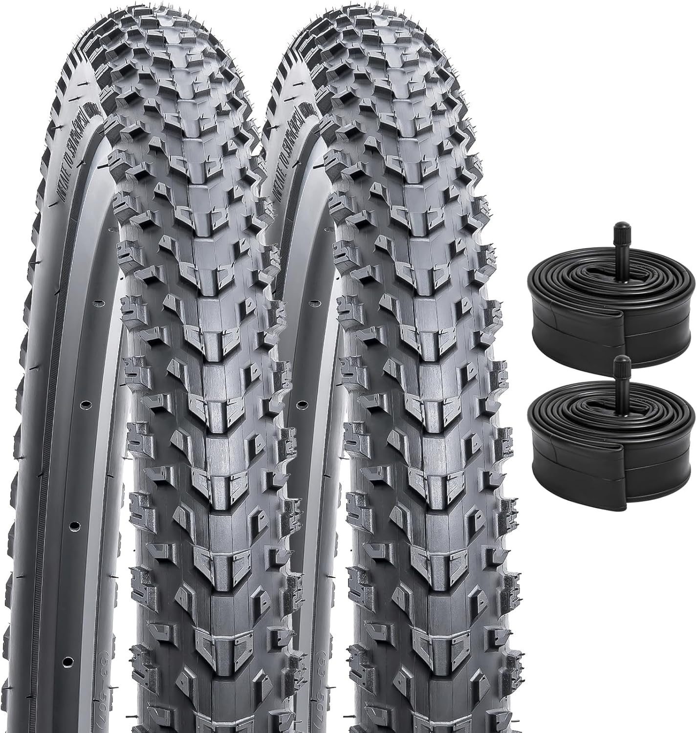 YUNSCM 2-PCS 26" Mountain Bike Tires 26 x 2.0/50-559 and 26" Schrader Valve Bike Tubes Compatible with Off Road Bike 26x1.95 26x2.0 26x2.10 Bicycle Tires and Tubes (Y-831)