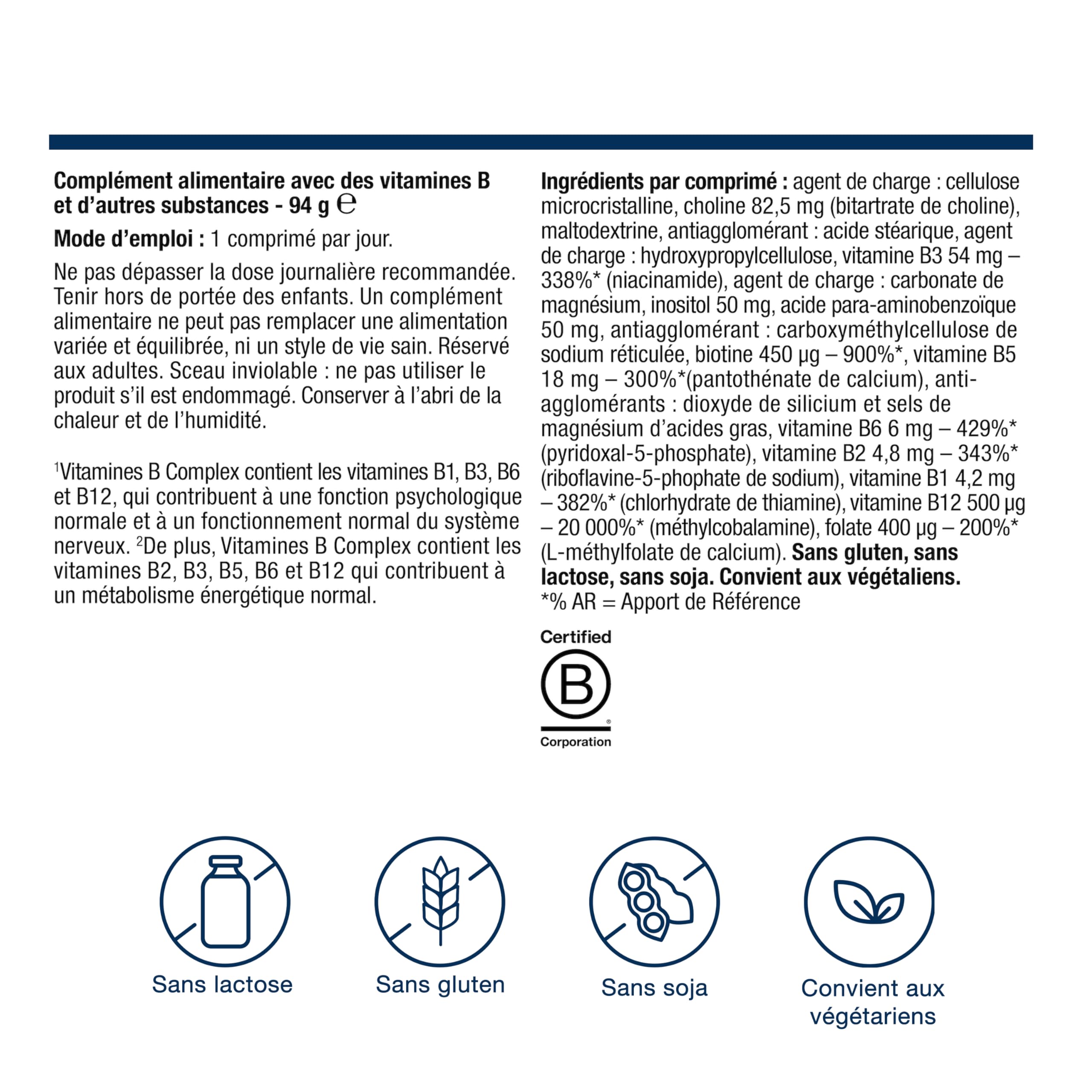 Metagenics Complexe Vitamines B Haute Puissance - B12 Méthylée & Folate Actif, Énergie, Système Nerveux & Fonctions Psychologiques, 90 Comprimés Végan