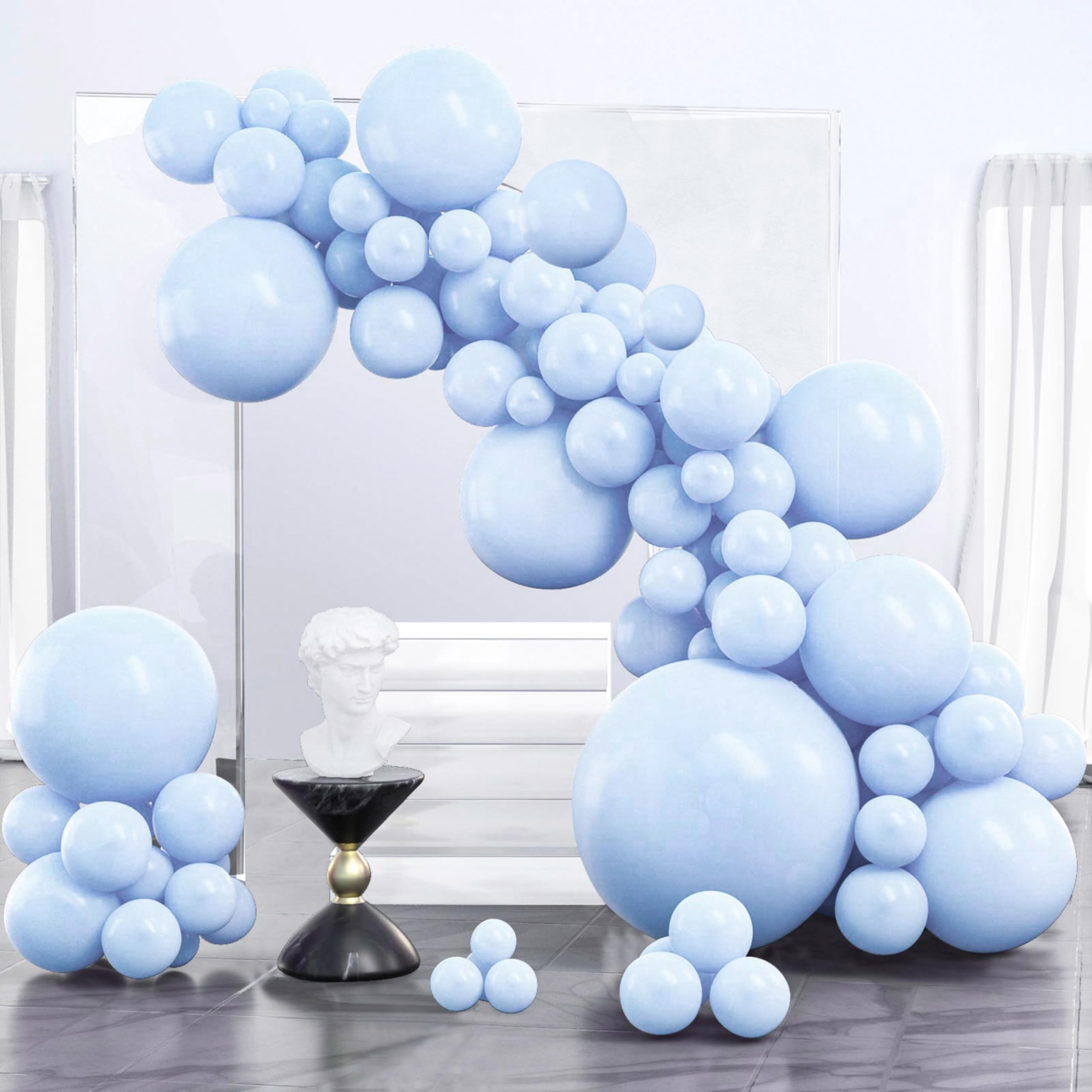 PartyWoo Baby Blue Balloons 127pcs Arch Kit Garland | Assorted Sizes for Baby Shower, Graduation Party Decorations - main product image