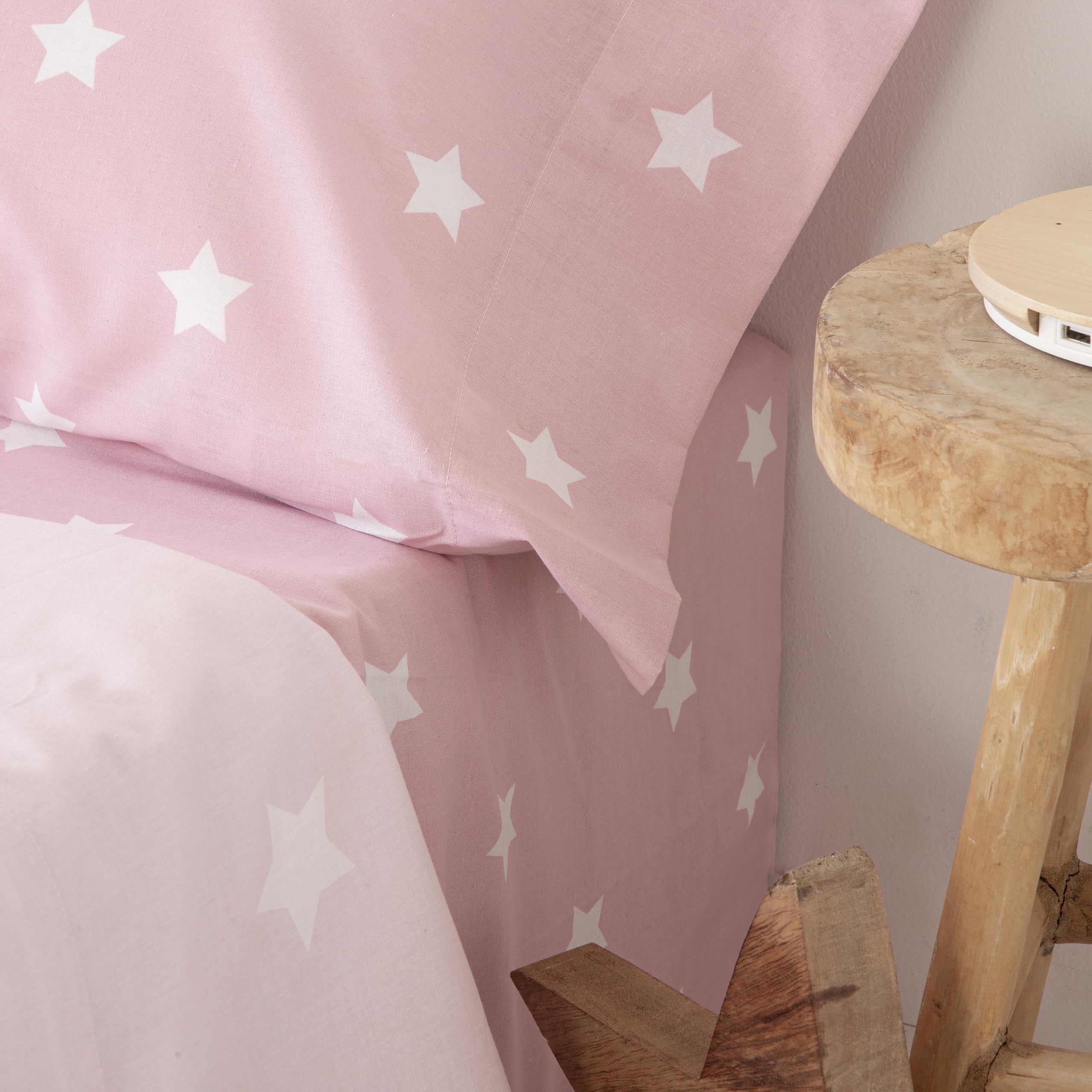 COTTON ARTean Juego de sabanas Infantil/Juvenil KATUA Cama de 90 x 190/200. 50% ALGODÓN-50% Poliester. Incluye: SÁBANA ENCIMERA + 1 Funda DE Almohada + SÁBANA Bajera Ajustable. Color Salmon