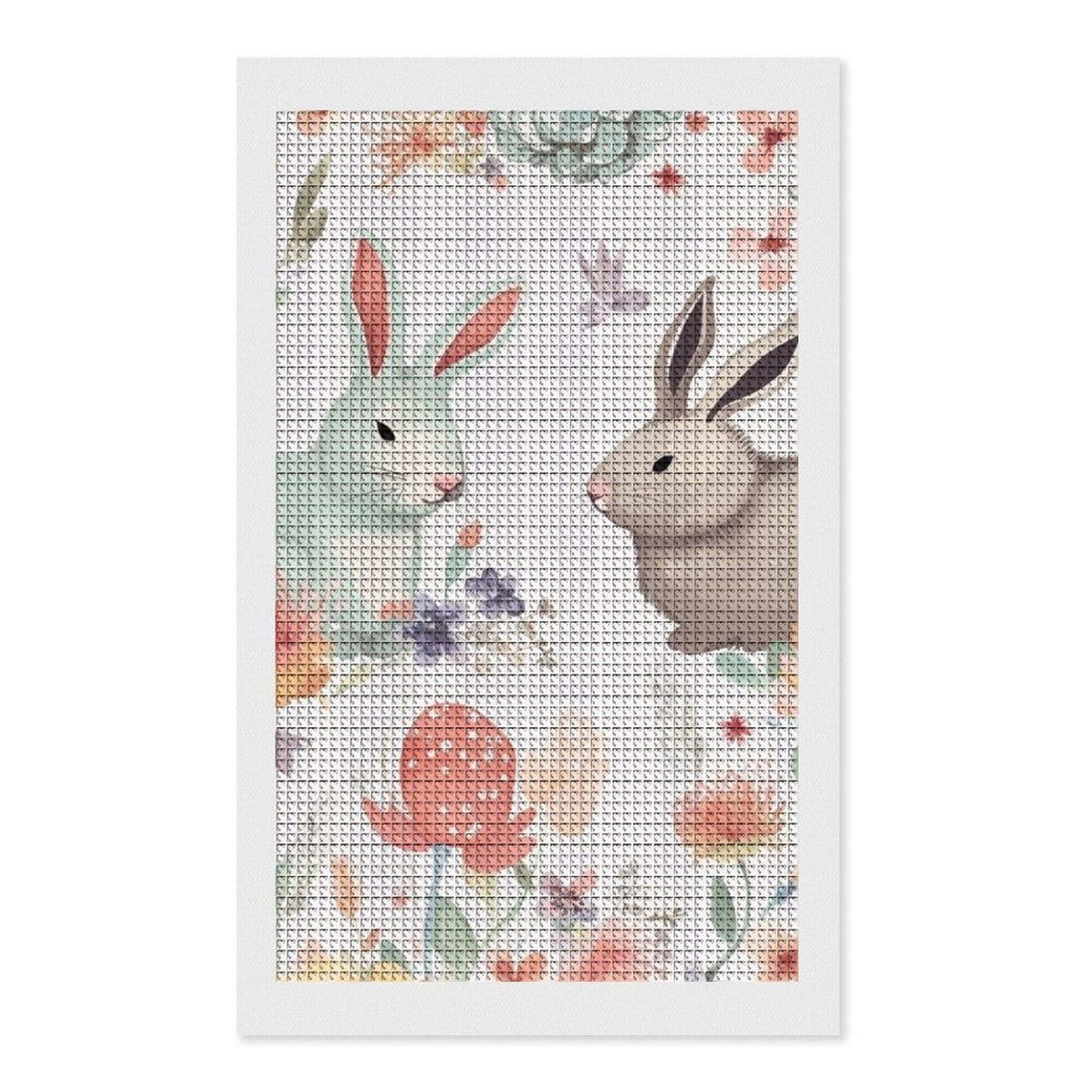 Flowers Bunnies Birds Diamond Art Kits for Adults, DIY 5D Diamonds Painting Kits for Beginner, Round Full Drill Diamond Dots Painting, 12"x20" Diamonds Pictures Gem Art and Crafts Wall Decor