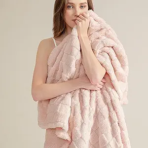 Bedsure GentleSoft Blankets Queen Size for Bed - Super Soft Cozy Blanket for Women Men Girls, Large Fuzzy Fleece Throw for Bedroom Decor, Light Pink, 90x90 Inches