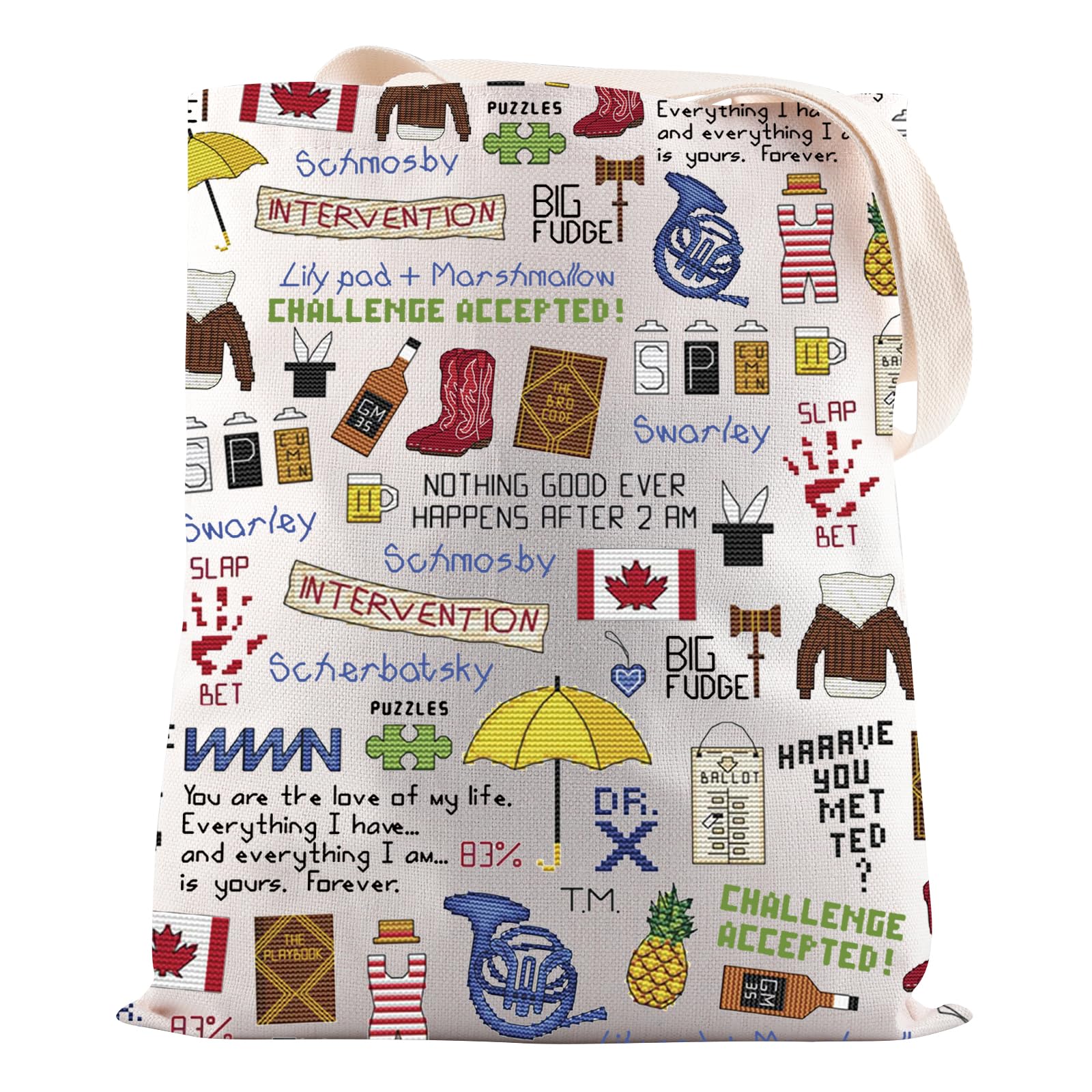JNIAP TV Series Merchandise HIMYM Tote Bag HIMYM TV Show Fans Gift (TV How I Tote Bag)