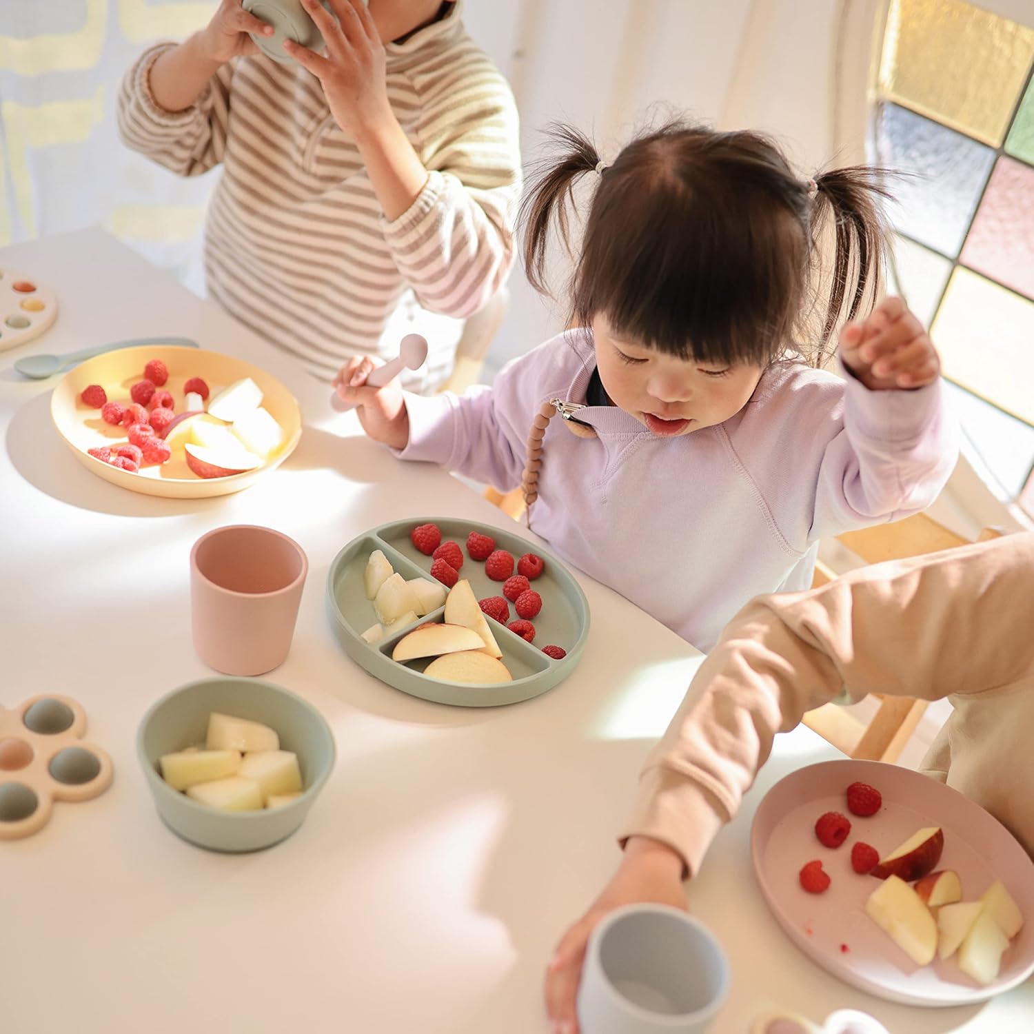 mushie Silicone Suction Bowl | BPA-Free Non-Slip Design (Cambridge Blue) - Image 4