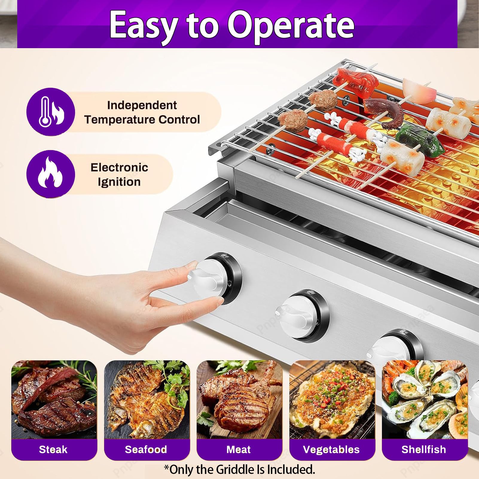 2-8 PalnikóW, Komercyjny Grill Gazowy Lpg, Elektryczny, Bezdymny Grill WewnęTrzny, Regulacja Temperatury, PrzenośNy Grill Na Piknik Na śWieżYm Powietrzu 6Burner
