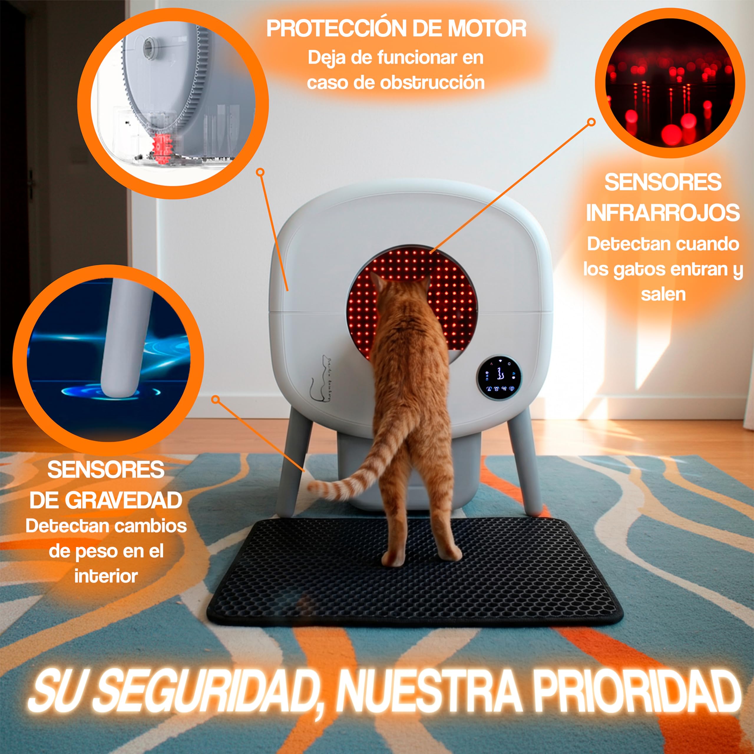 Arenero Automatico Familia Bombay - Arenero Gatos Autolimpiable - Caixa de Areia para Gatos Automatico - Arenero Electrico - Automatic Cat Litter Box Cleaning - ONG contra la Leucemia - Inteligente